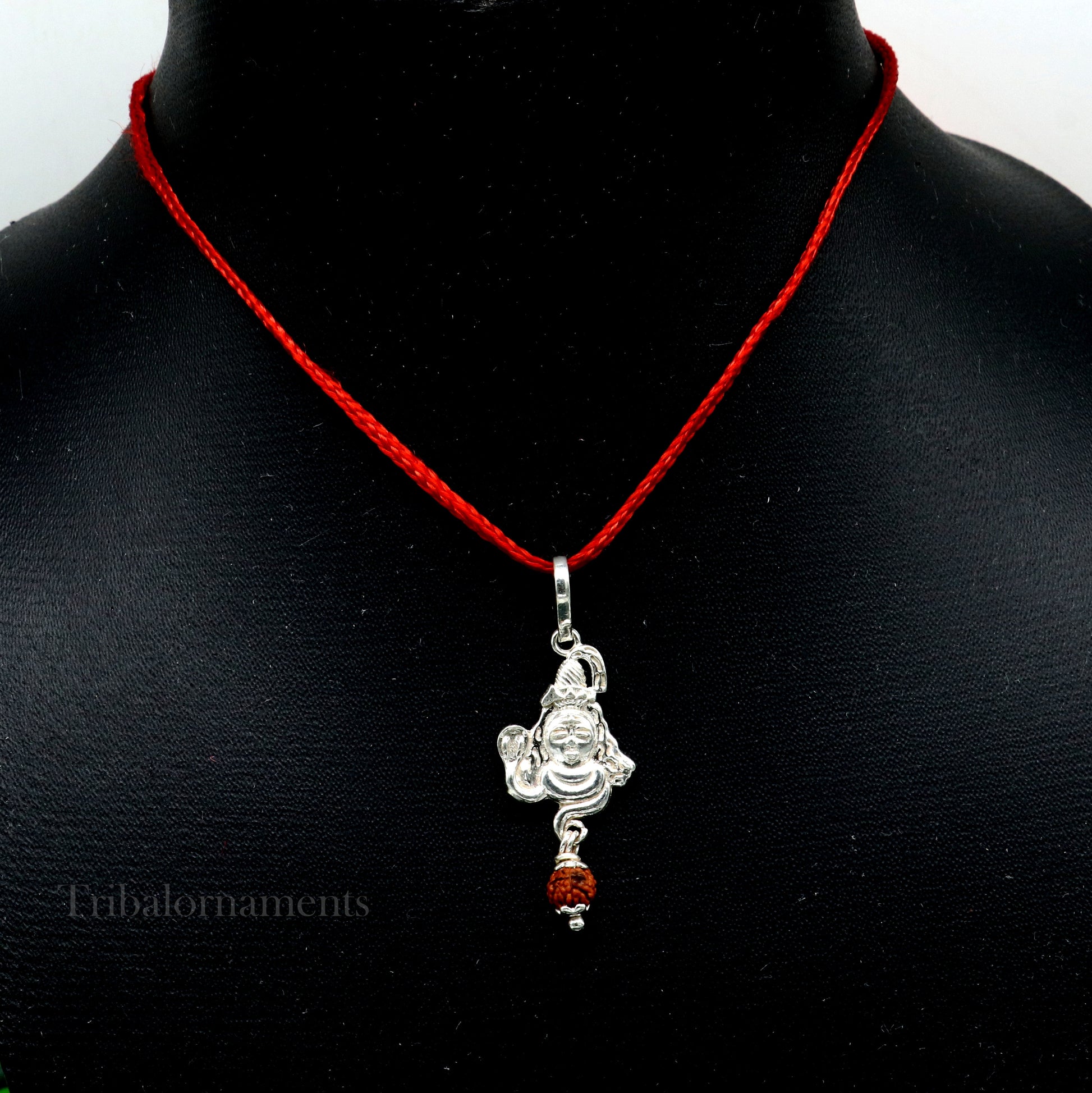 Solid sterling silver amazing designer Hindu idol Lord Shiva pendant with hanging rudraksha excellent locket pendant custom jewelry ssp1121 - TRIBAL ORNAMENTS