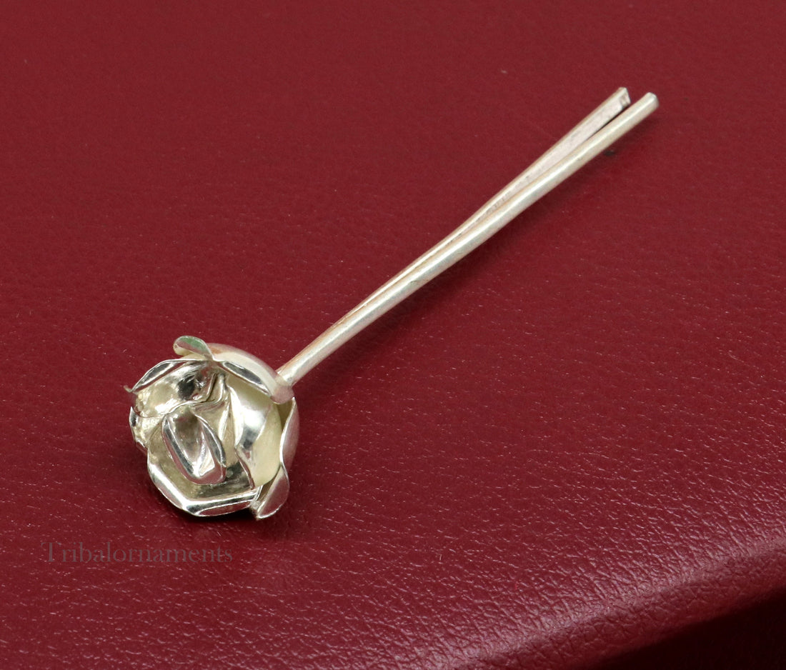 Solid sterling silver handmade rose flower design men's brooch for shirt or suit blazer suit amazing wedding party jewelry for men's b02 - TRIBAL ORNAMENTS