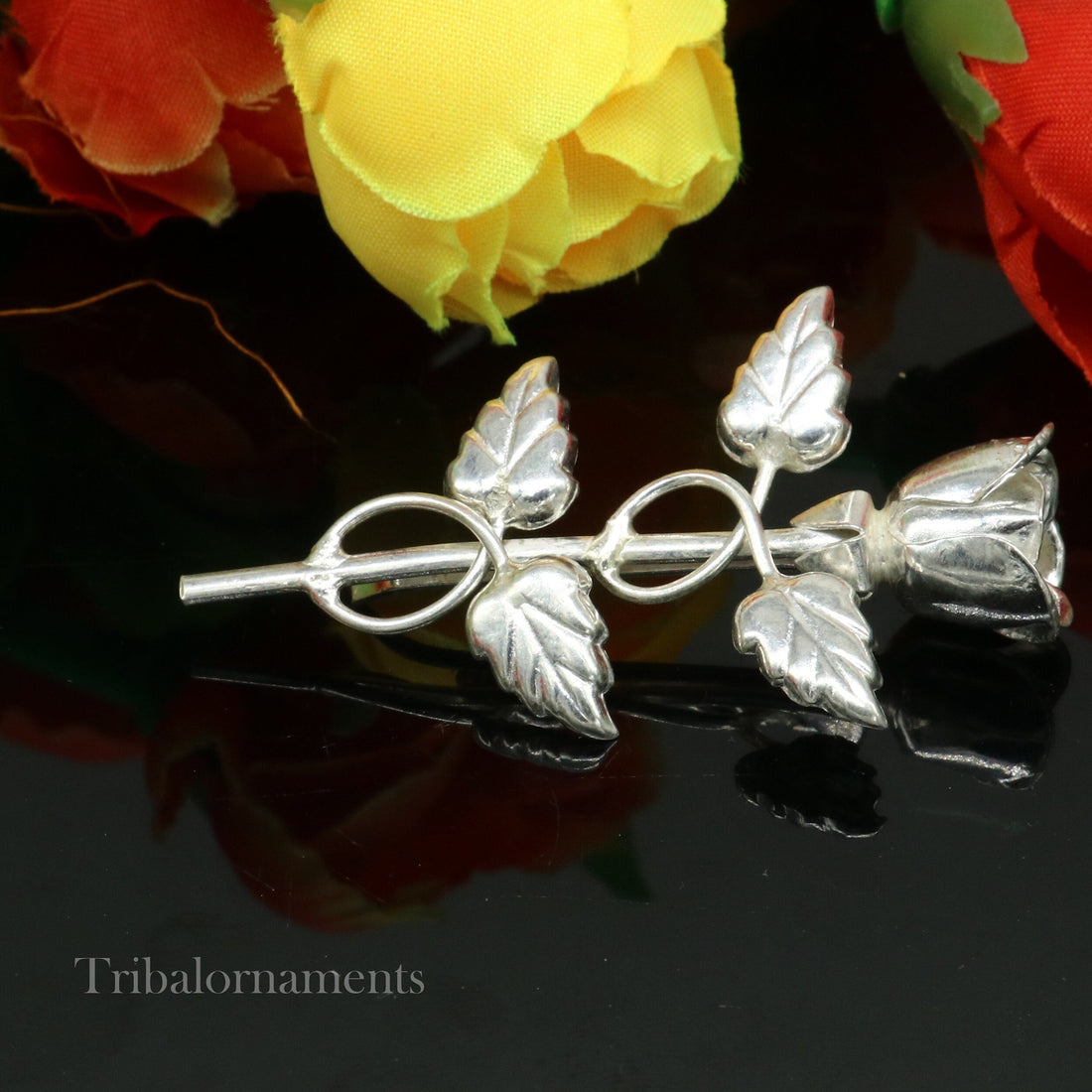 Solid sterling silver handmade rose flower design men's brooch for shirt or suit blazer suit amazing wedding party jewelry for men's b03 - TRIBAL ORNAMENTS