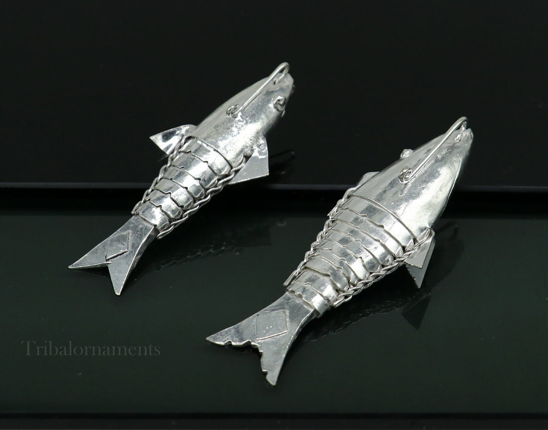 Solid silver handmade silver fish, Lord vishnu avatar Matsya, Silver Puja Fish For Prosperity And Good Luck, best collectible art su561 - TRIBAL ORNAMENTS