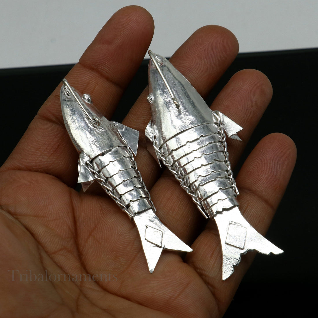 Solid silver handmade silver fish, Lord vishnu avatar Matsya, Silver Puja Fish For Prosperity And Good Luck, best collectible art su561 - TRIBAL ORNAMENTS