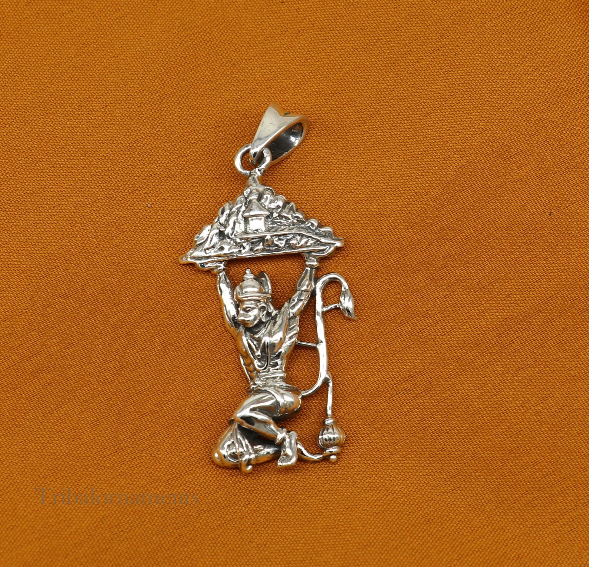 Lord hanuman with mount pendant 92.5 sterling silver handmade divine blessing pendant, amazing craftsmanship pendant gifting jewelry ssp906 - TRIBAL ORNAMENTS