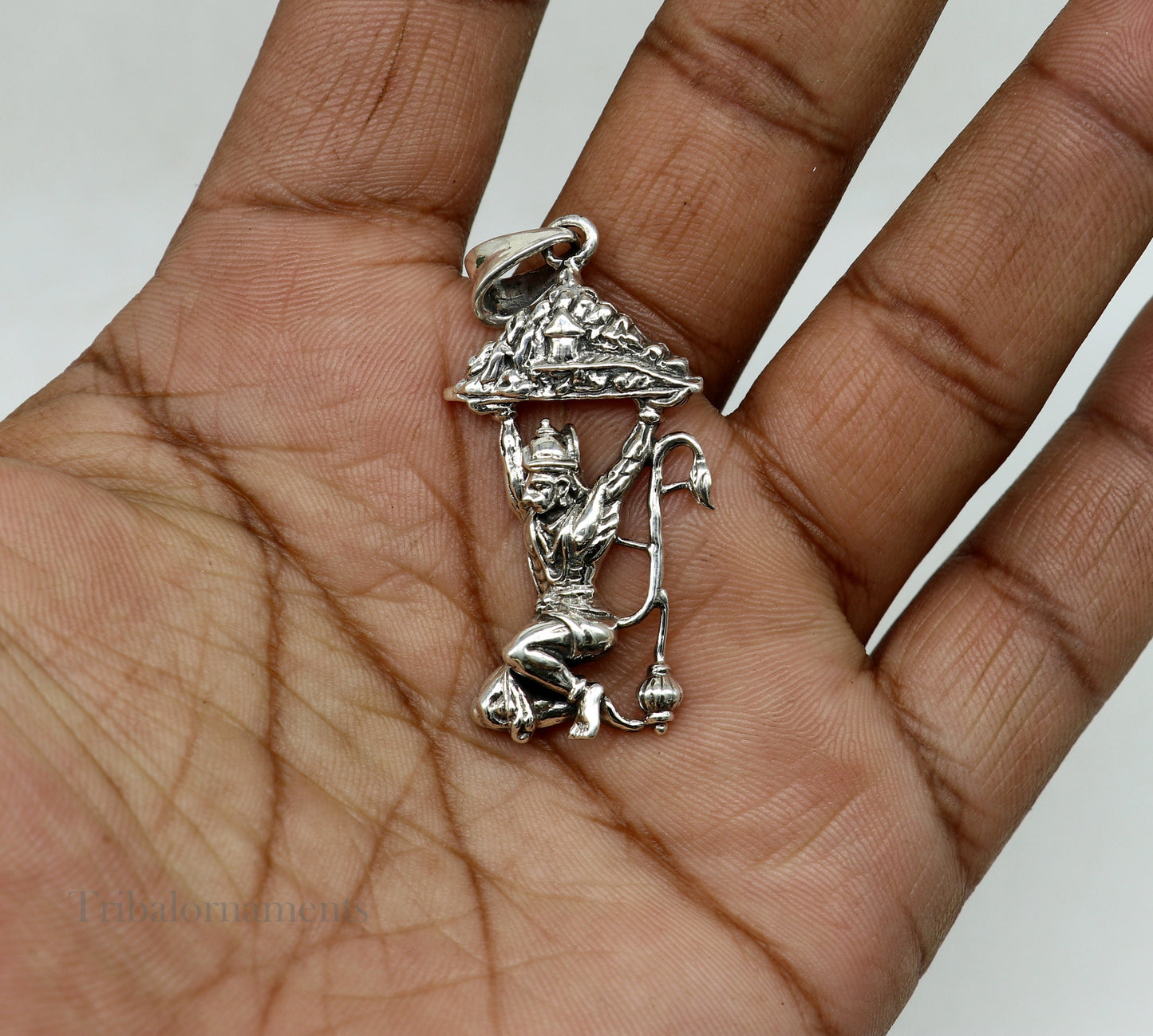 Lord hanuman with mount pendant 92.5 sterling silver handmade divine blessing pendant, amazing craftsmanship pendant gifting jewelry ssp906 - TRIBAL ORNAMENTS