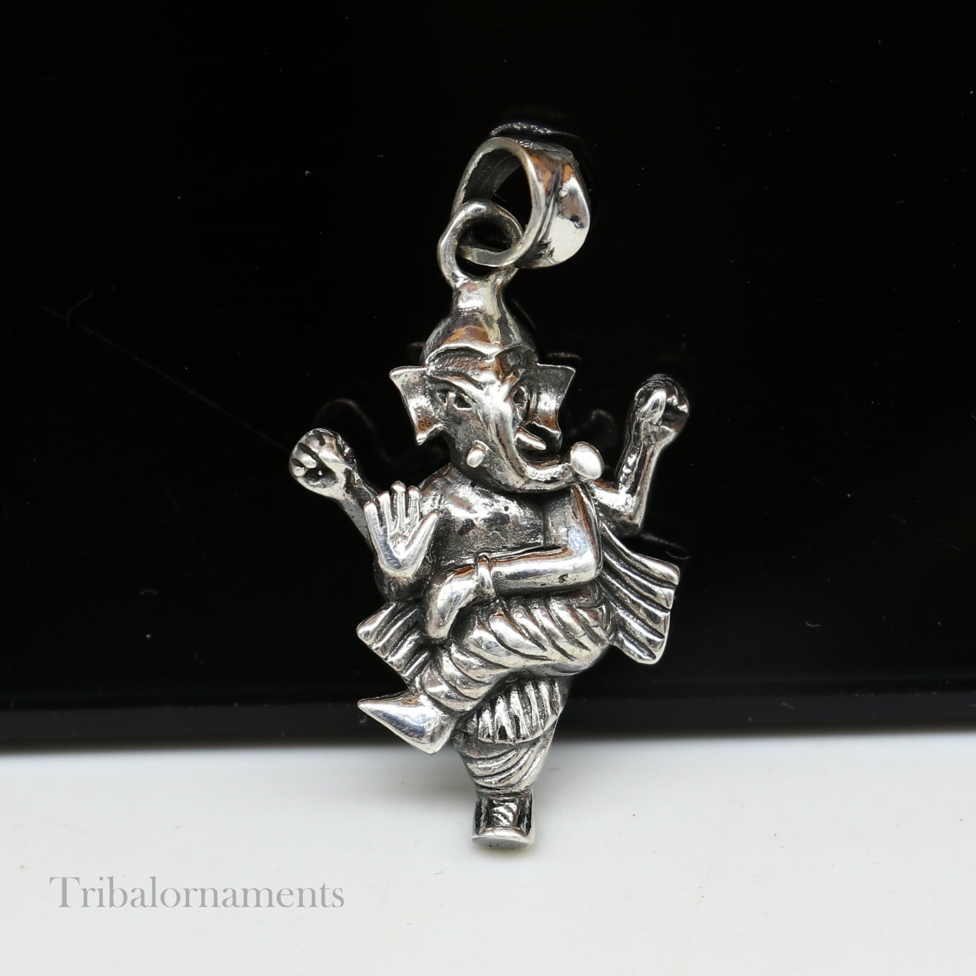 925 fine pure silver dancing Ganesha divine blessing pendant, unique customized pendant, best gifting vintage style pendant necklace ssp870 - TRIBAL ORNAMENTS