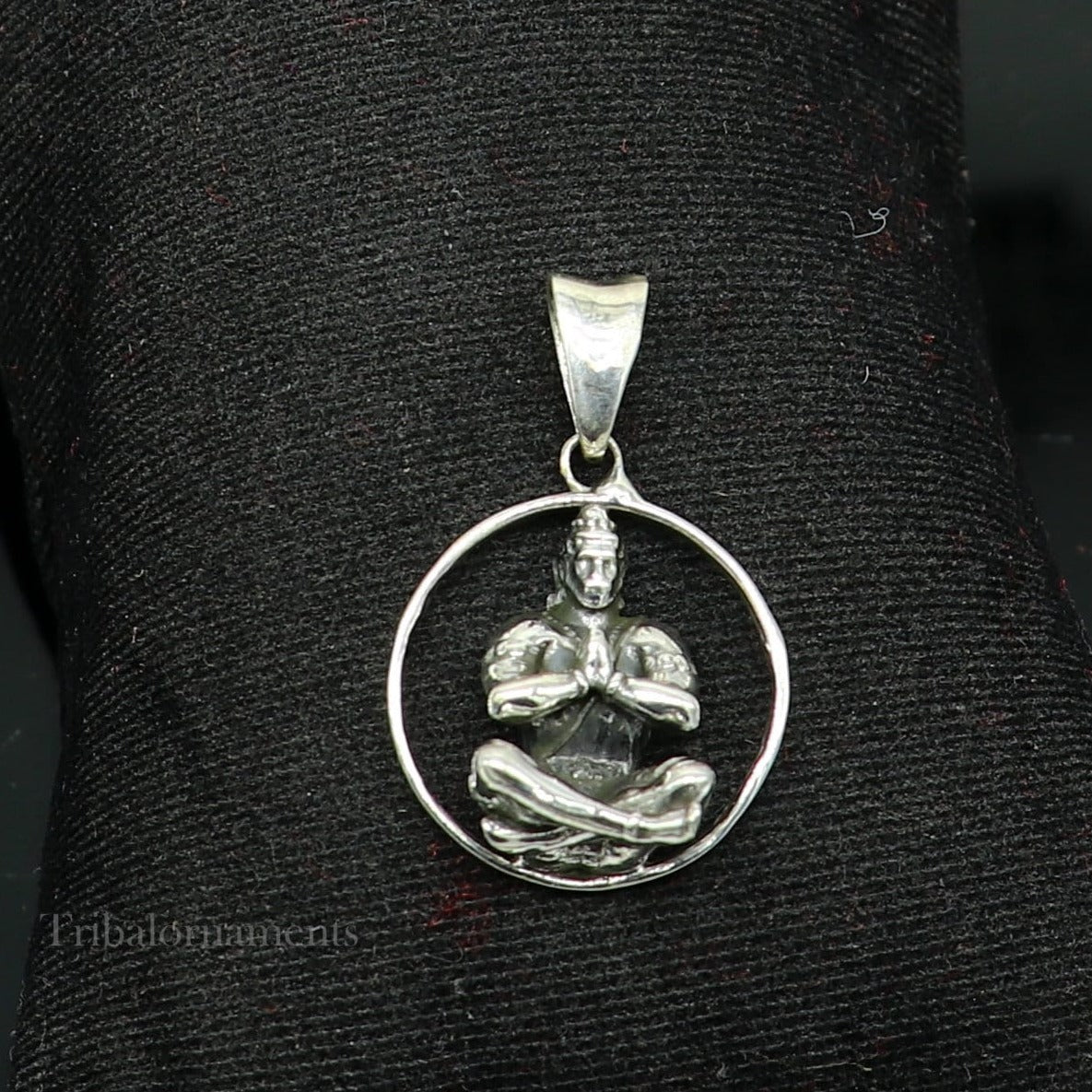 925 sterling silver handmade Hindu god Lord Hanuman pendant, bajarangbali sitting fabulous pendant unisex gifting jewelry ssp876 - TRIBAL ORNAMENTS