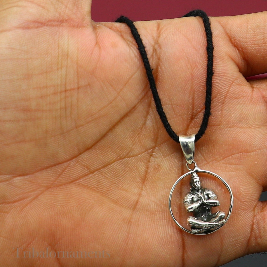 925 sterling silver handmade Hindu god Lord Hanuman pendant, bajarangbali sitting fabulous pendant unisex gifting jewelry ssp876 - TRIBAL ORNAMENTS