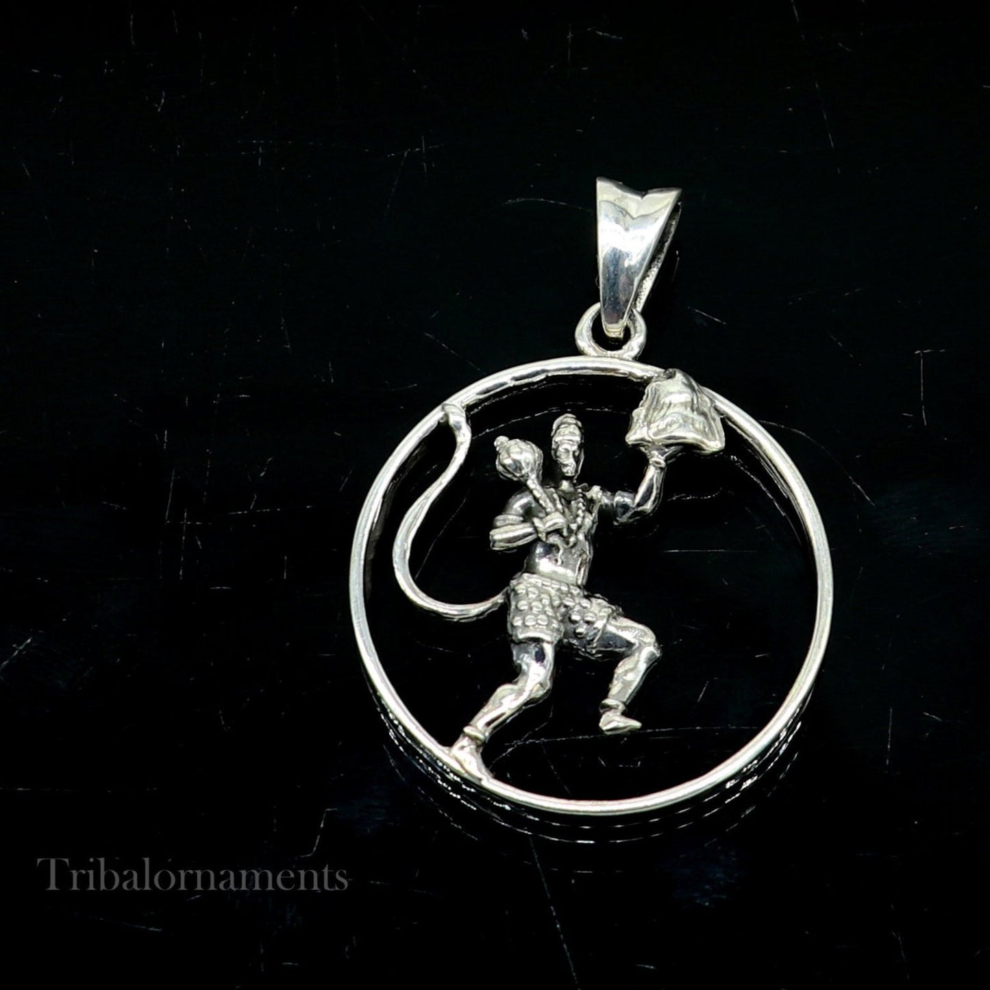 Solid 925 sterling silver Hindu Lord Hanuman flying pendant, Bajarangbali fabulous vintage antique pendant unisex gifting jewelry ssp924 - TRIBAL ORNAMENTS