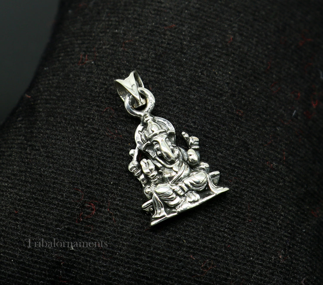 Divine lord Ganesha blessing pendant, excellent vintage designer 925 sterling silver handmade jewelry from indiassp968 - TRIBAL ORNAMENTS