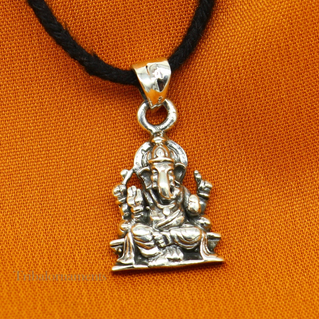 Divine lord Ganesha blessing pendant, excellent vintage designer 925 sterling silver handmade jewelry from indiassp968 - TRIBAL ORNAMENTS
