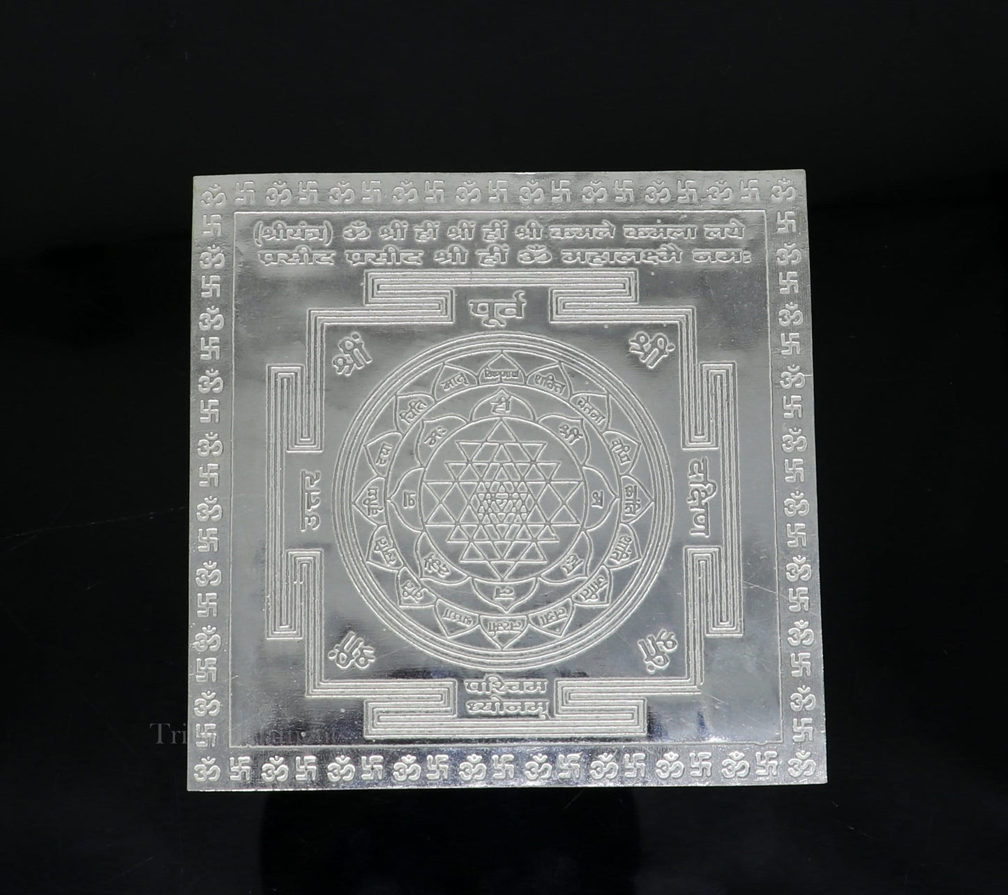 925 sterling silver handmade Shree Yantra, Shri laxmi yantra for wealth and prosperity, best puja article gifting su565 - TRIBAL ORNAMENTS