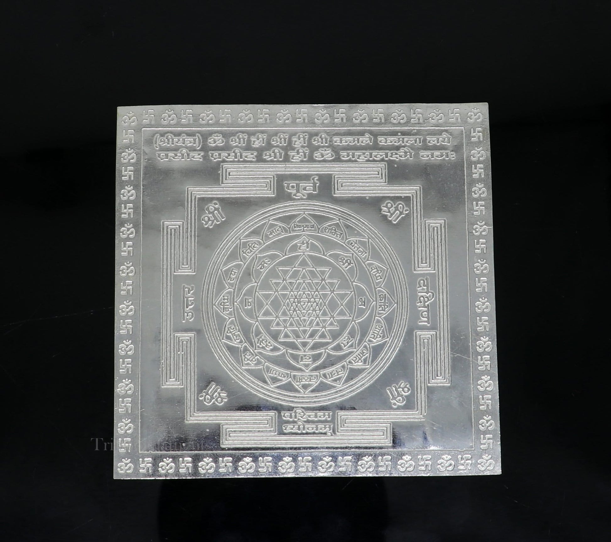 925 sterling silver handmade Shree Yantra, Shri laxmi yantra for wealth and prosperity, best puja article gifting su565 - TRIBAL ORNAMENTS