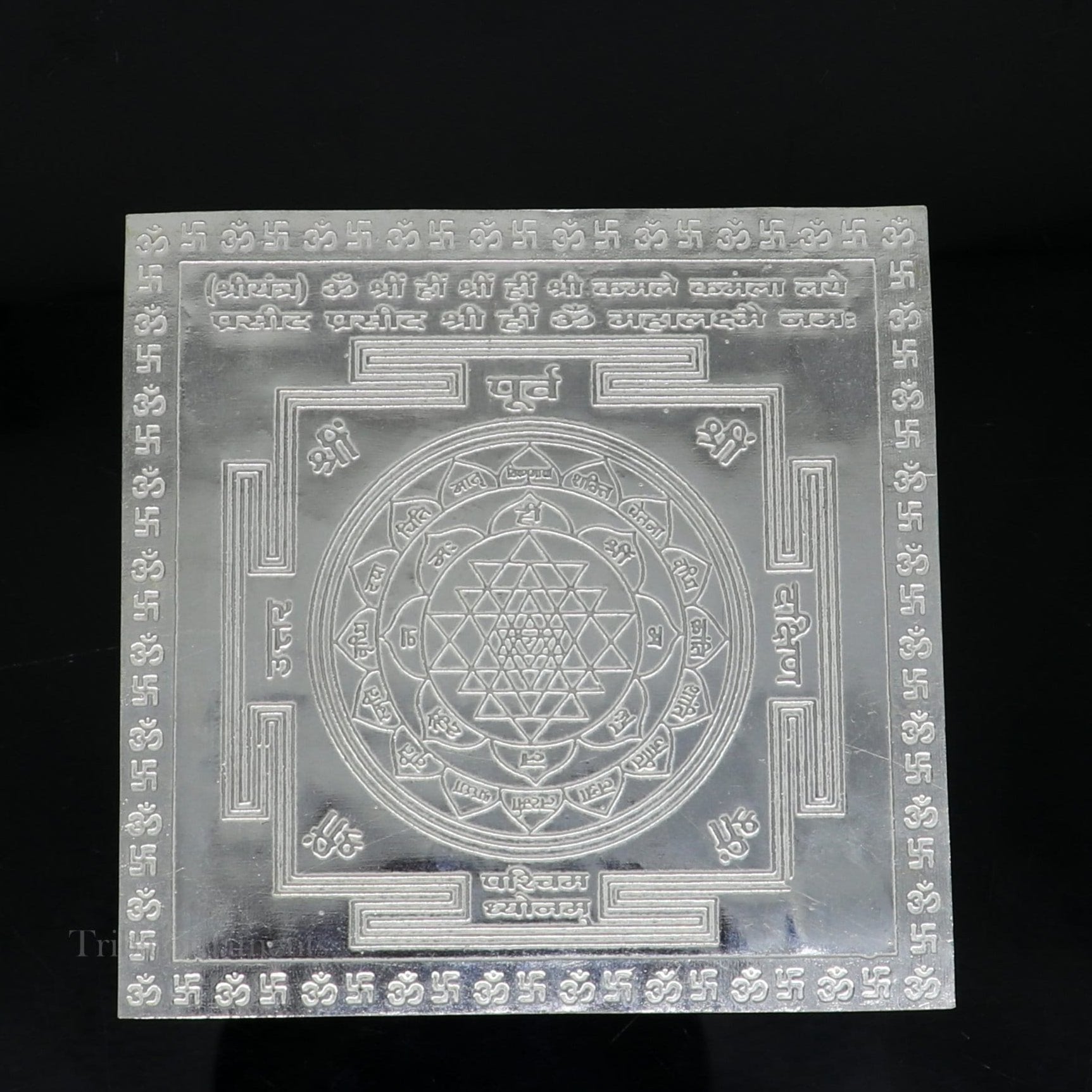 925 sterling silver handmade Shree Yantra, Shri laxmi yantra for wealth and prosperity, best puja article gifting su565 - TRIBAL ORNAMENTS