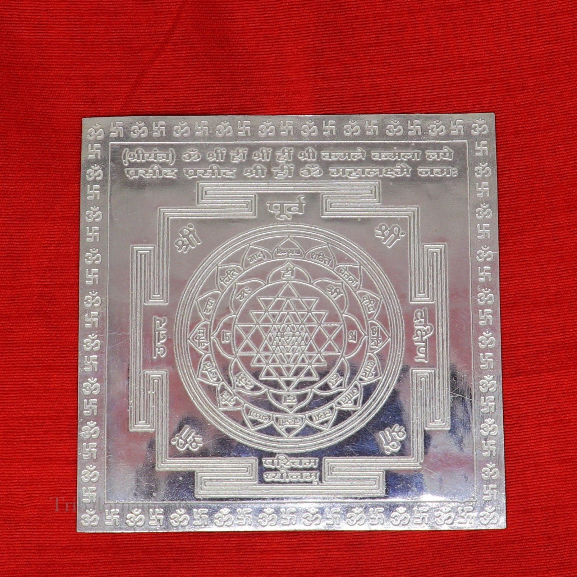 925 sterling silver handmade Shree Yantra, Shri laxmi yantra for wealth and prosperity, best puja article gifting su565 - TRIBAL ORNAMENTS