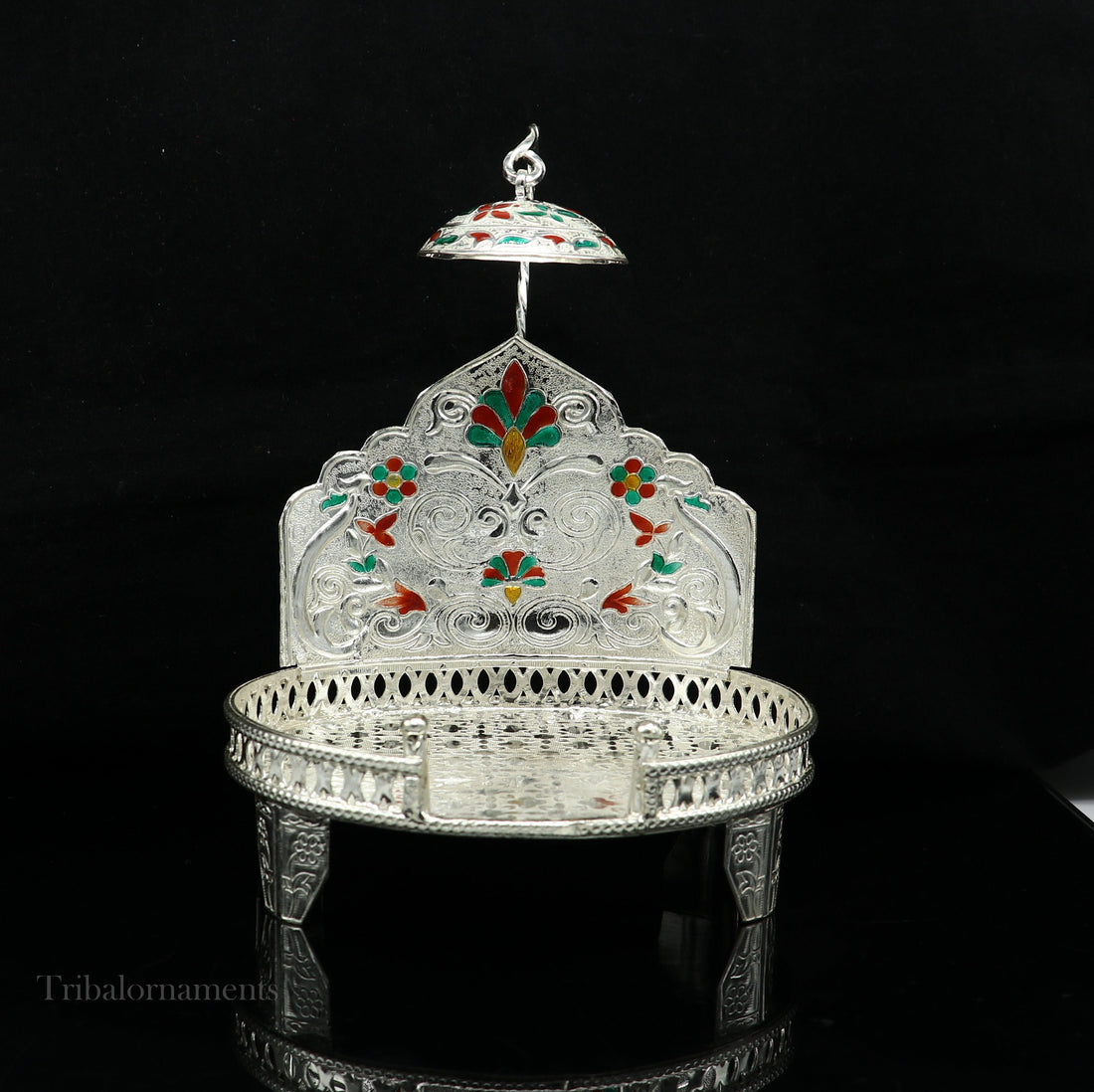 925 sterling silver handmade vintage style Sinhasan, God throne, god statue's chair Singhasan, temple puja Aasan chouki article su568 - TRIBAL ORNAMENTS