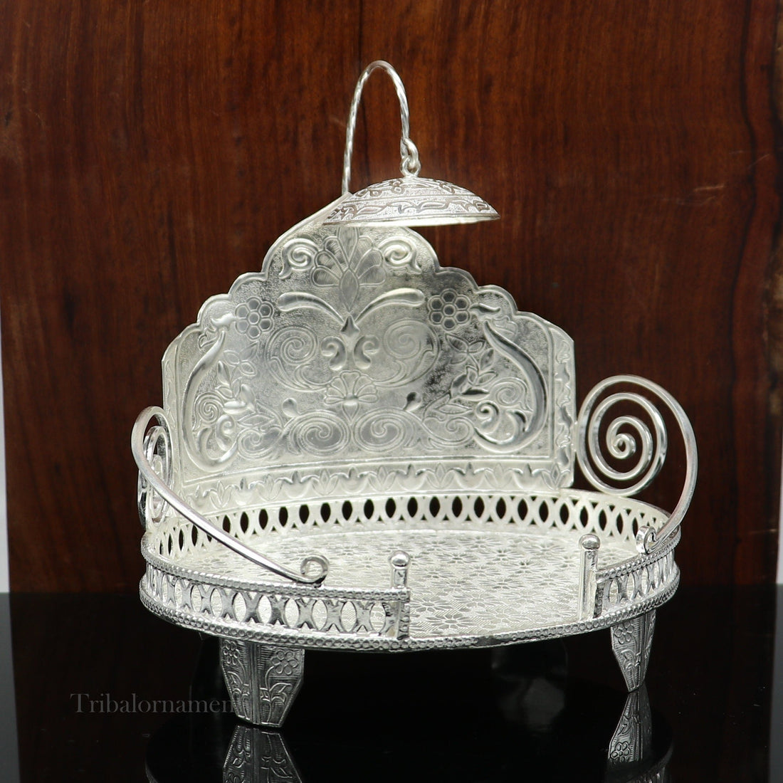 925 sterling silver handcrafted solid Sinhasan, idol god throne, god statue's stand chair, temple puja article best collectible gift su569 - TRIBAL ORNAMENTS