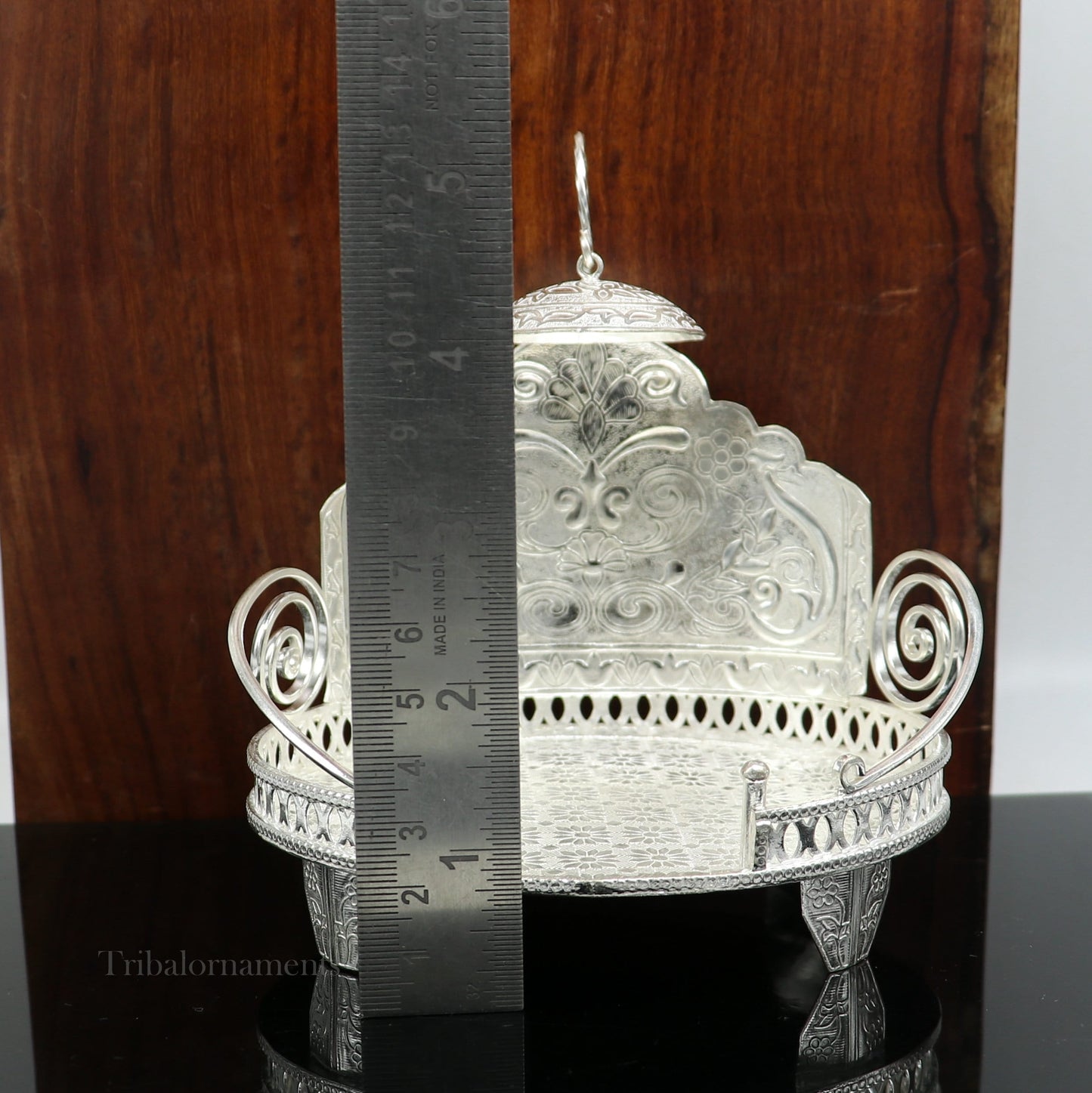 925 sterling silver handcrafted solid Sinhasan, idol god throne, god statue's stand chair, temple puja article best collectible gift su569 - TRIBAL ORNAMENTS