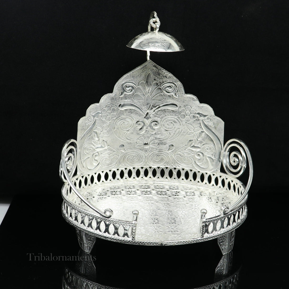 Vintage style 925 sterling silver solid Sinhasan, idol god throne, god statue's stand chair, temple puja article best collectible gift su570 - TRIBAL ORNAMENTS