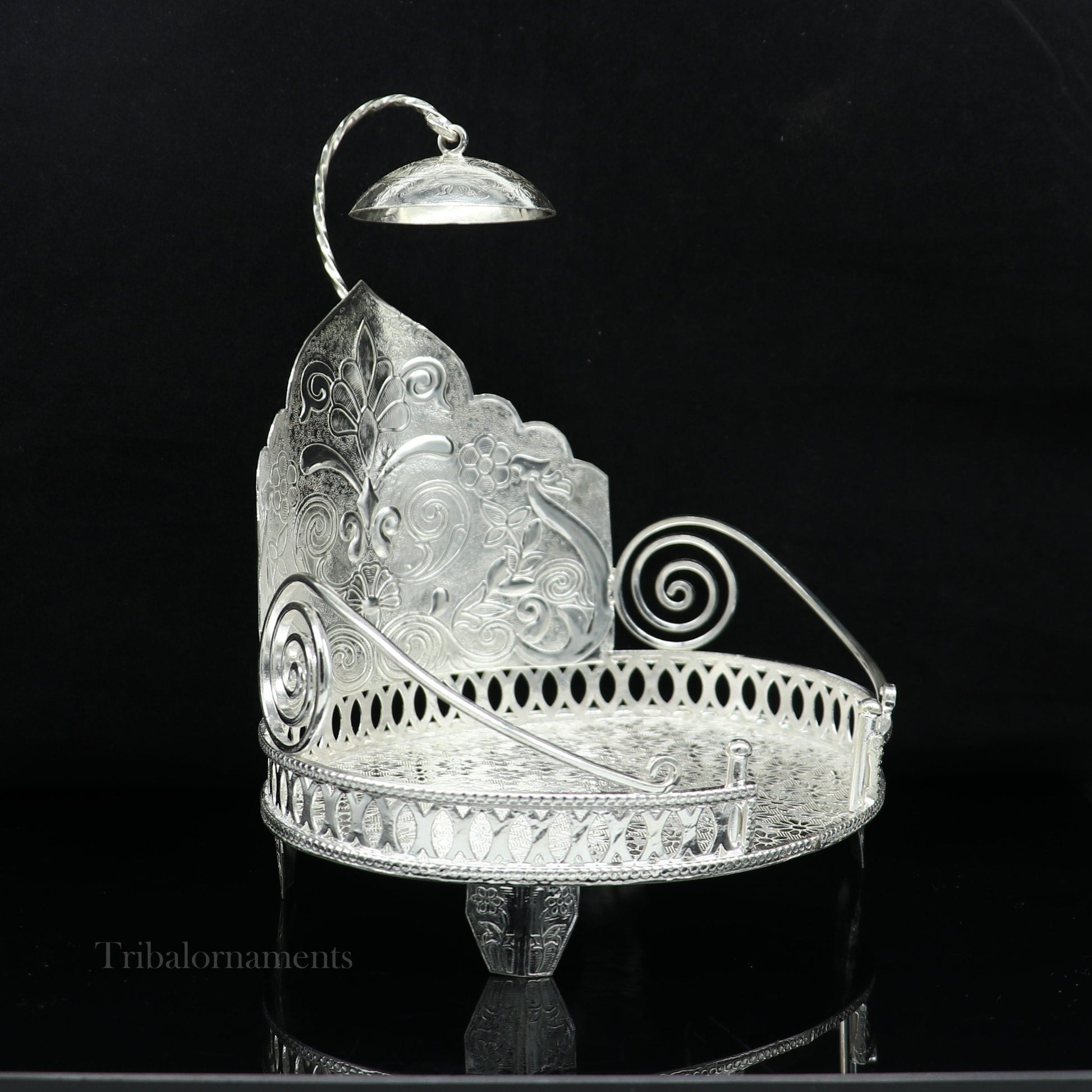 Vintage style 925 sterling silver solid Sinhasan, idol god throne, god statue's stand chair, temple puja article best collectible gift su570 - TRIBAL ORNAMENTS