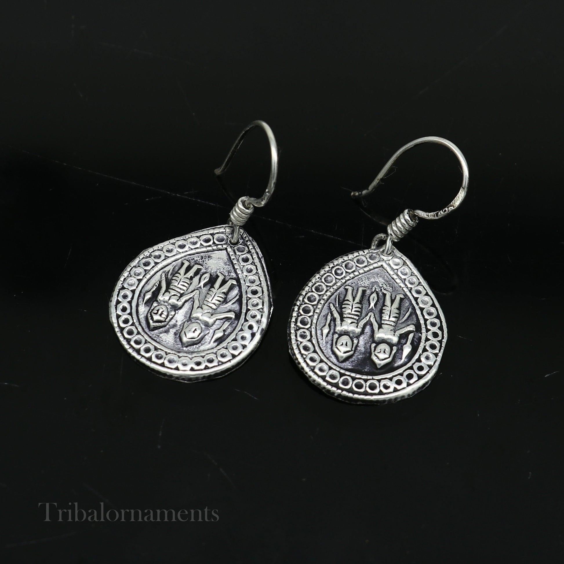 Handmade 925 sterling silver excellent customized traditional indian style hoops earring, amazing tribal ethnic earring ear959 - TRIBAL ORNAMENTS