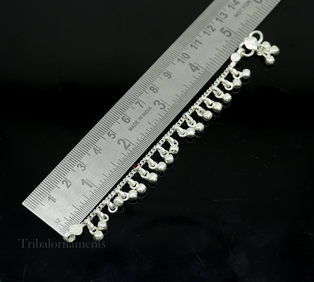 5.0" long Sterling silver handmade amazing silver ankle bracelet baby anklet noisy sound charm customized anklet personalized gifting ank441 - TRIBAL ORNAMENTS