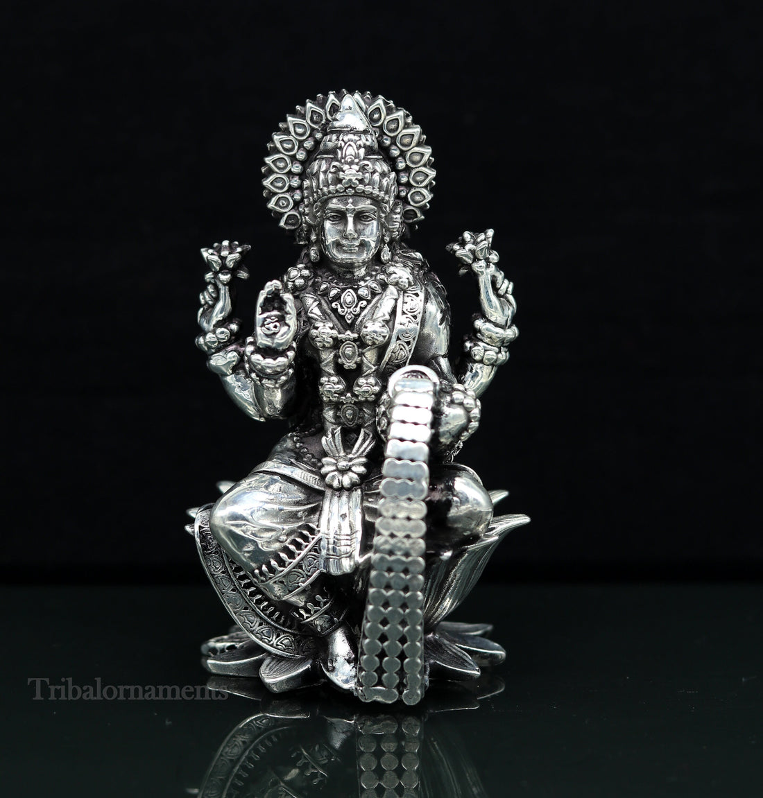 3.3" small 925 Sterling silver handmade customized Hindu idol Laxmi and Ganesha statue, puja article figurine, home décor Diwali puja art379 - TRIBAL ORNAMENTS