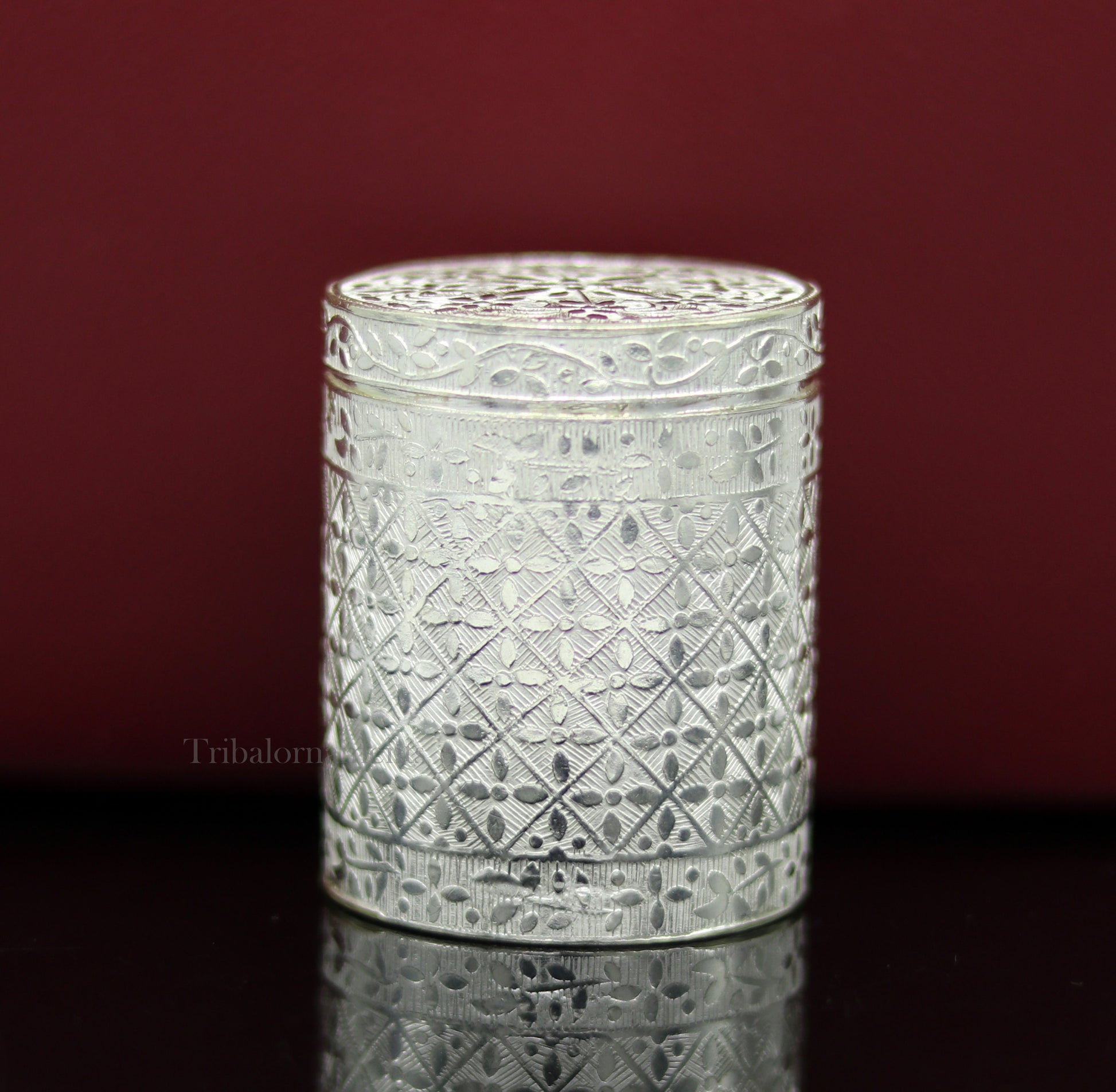 6.5cm 925 solid silver utensils vintage style trinket box, container/casket box bridal floral work box, jewelry box silver utensils stb311 - TRIBAL ORNAMENTS