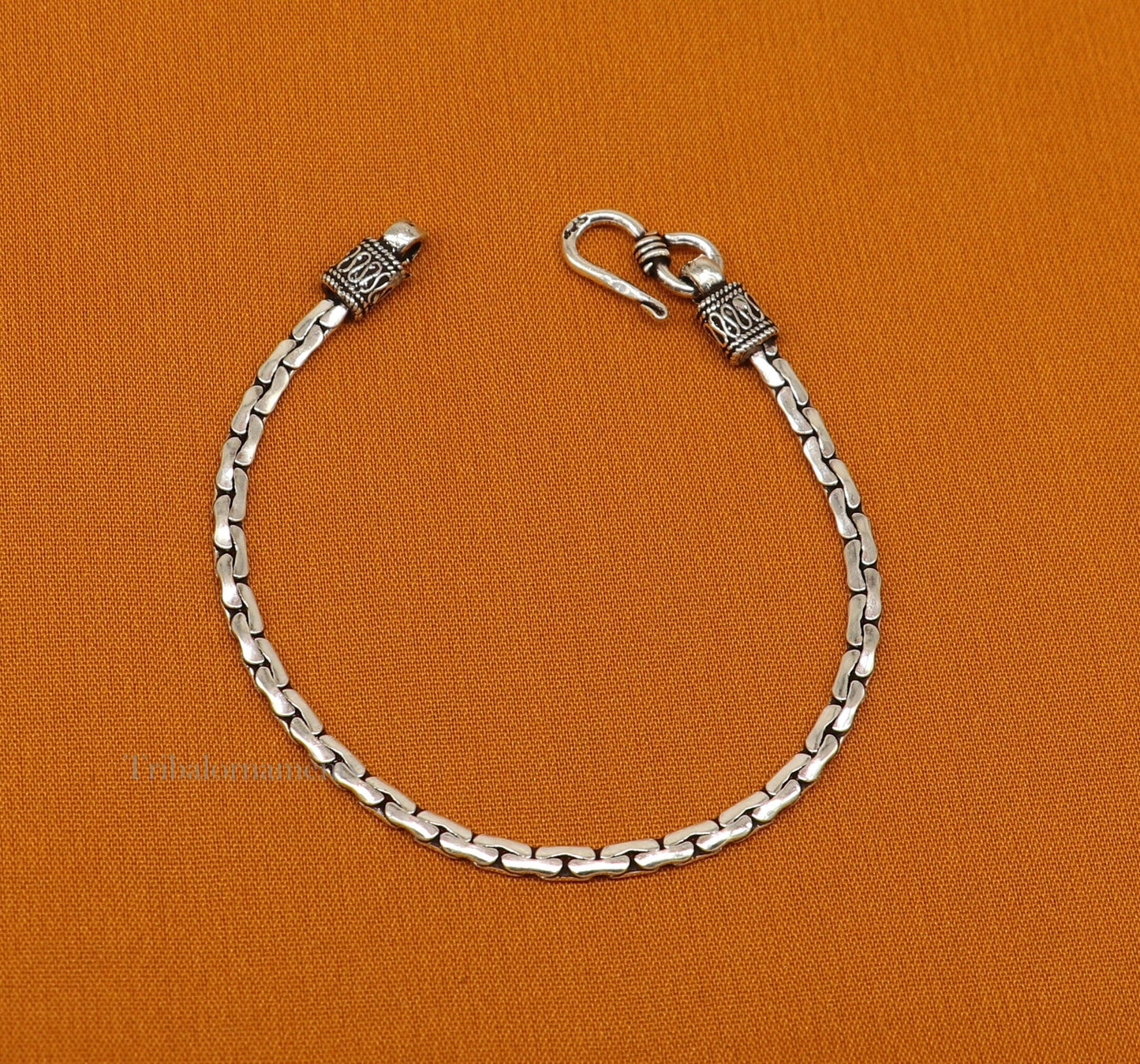 925 sterling silver 6.5 inches customized vintage design girl's jewelry bracelet from india, best light weight gift from india nsbr353 - TRIBAL ORNAMENTS