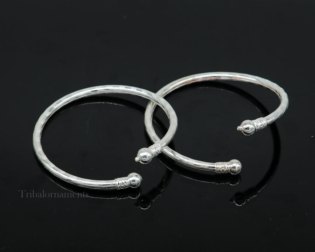 Plain white design sterling silver handmade amazing design bangle bracelet kada, excellent customized design bangle kada unisex gift nba230 - TRIBAL ORNAMENTS