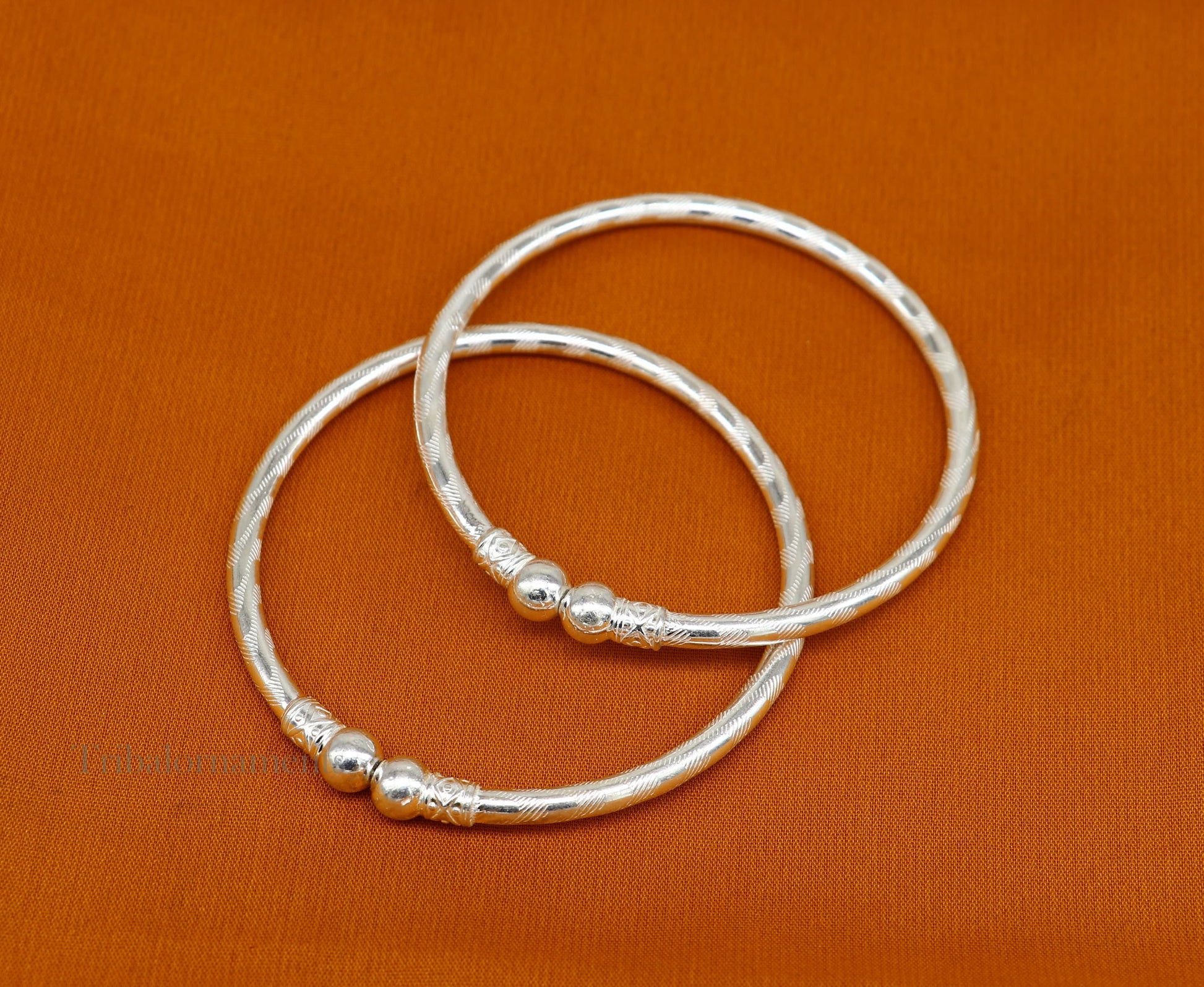 Plain white design sterling silver handmade amazing design bangle bracelet kada, excellent customized design bangle kada unisex gift nba230 - TRIBAL ORNAMENTS
