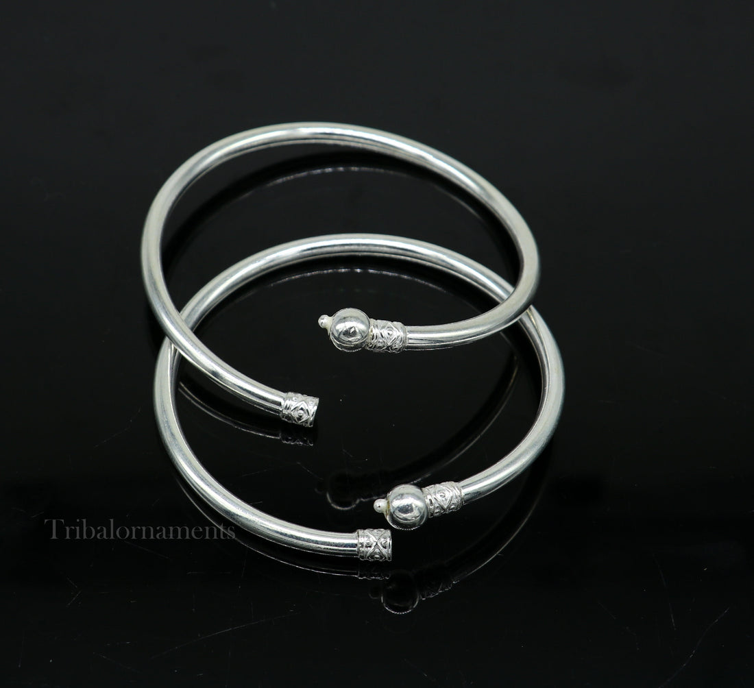 Exclusive design handmade sterling silver plain shiny Round bangle bracelet kada best fancy stylish brides bangle belly dance jewelry nba227 - TRIBAL ORNAMENTS