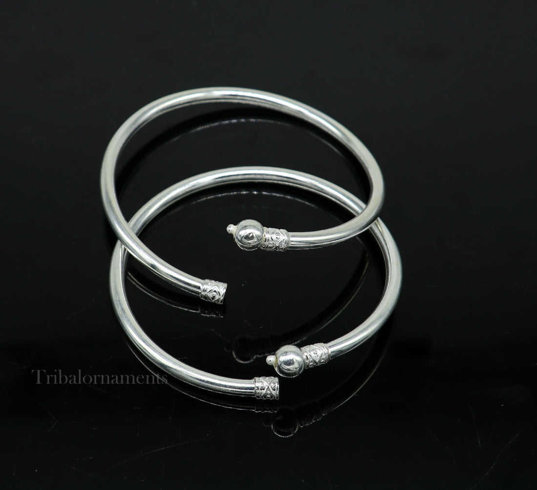 Amazing sterling silver plain shiny design Round bangle bracelet kada, best fancy stylish brides bangle belly dance jewelry nba225 - TRIBAL ORNAMENTS