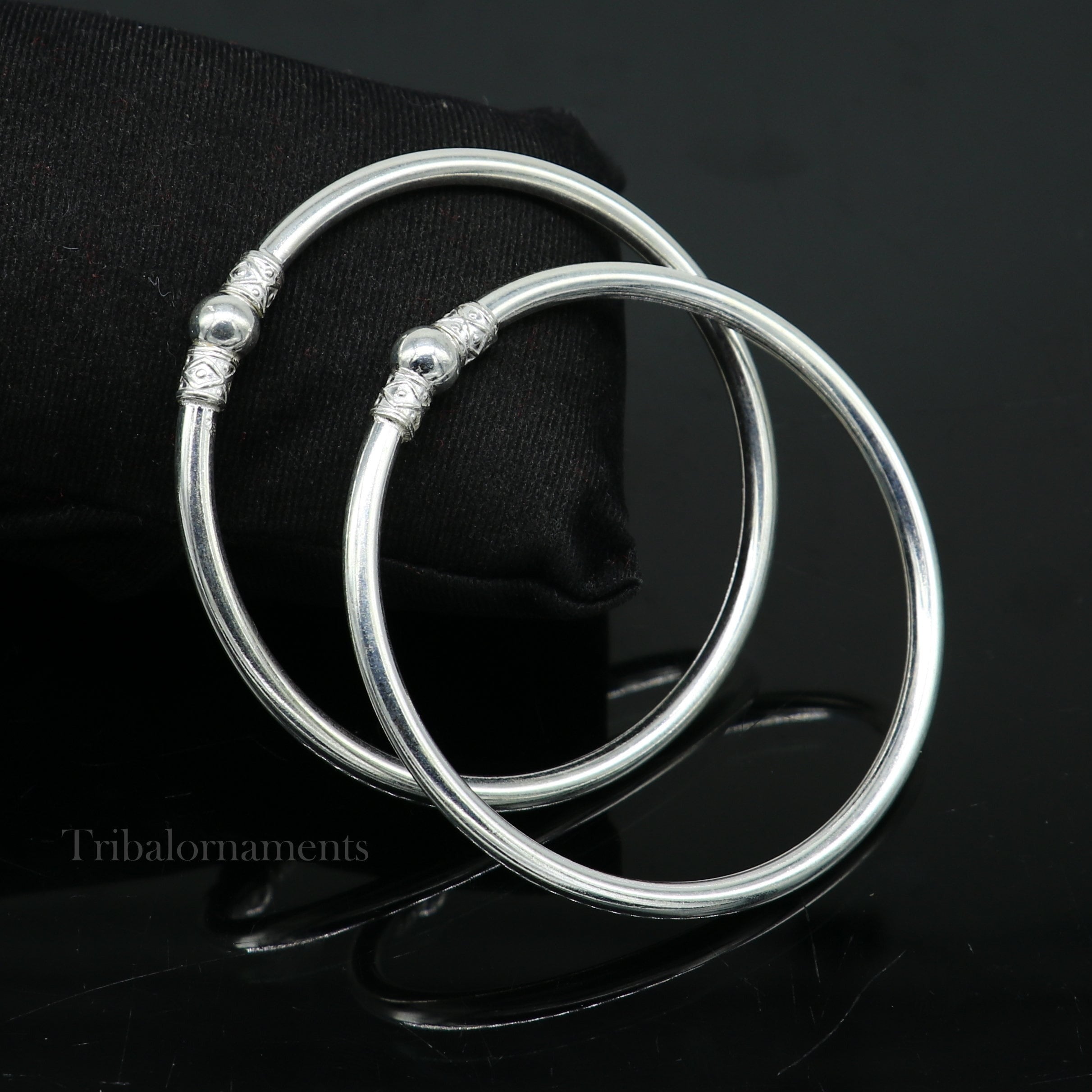 925 Oxidised Silver White Stone Bangle For Girls  Silver Palace