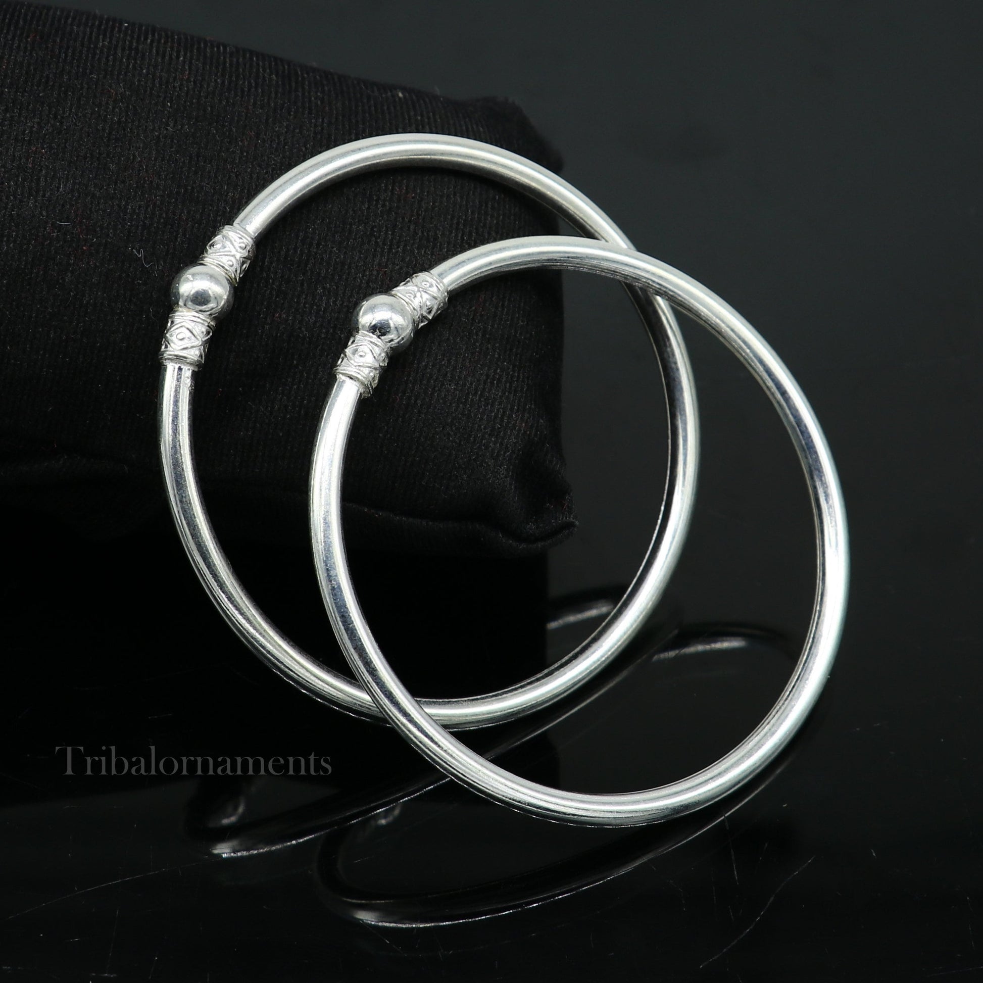 Exclusive design handmade sterling silver plain shiny Round bangle bracelet kada best fancy stylish brides bangle belly dance jewelry nba227 - TRIBAL ORNAMENTS