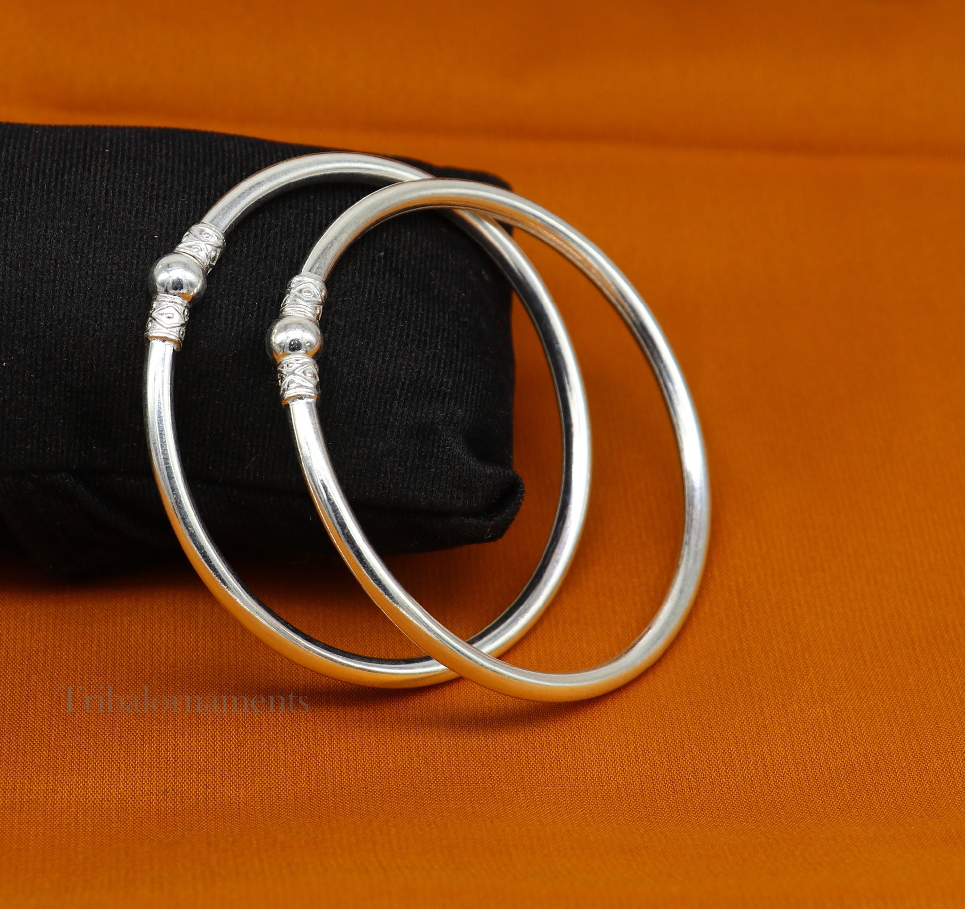 Amazing sterling silver plain shiny design Round bangle bracelet kada, best fancy stylish brides bangle belly dance jewelry nba225 - TRIBAL ORNAMENTS