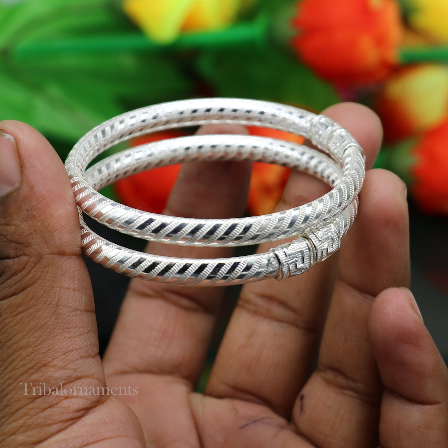 Exclusive design Sterling silver amazing bangle bracelet kangan chudi, excellent customized design bangle kada gift tribal jewelry nba204 - TRIBAL ORNAMENTS