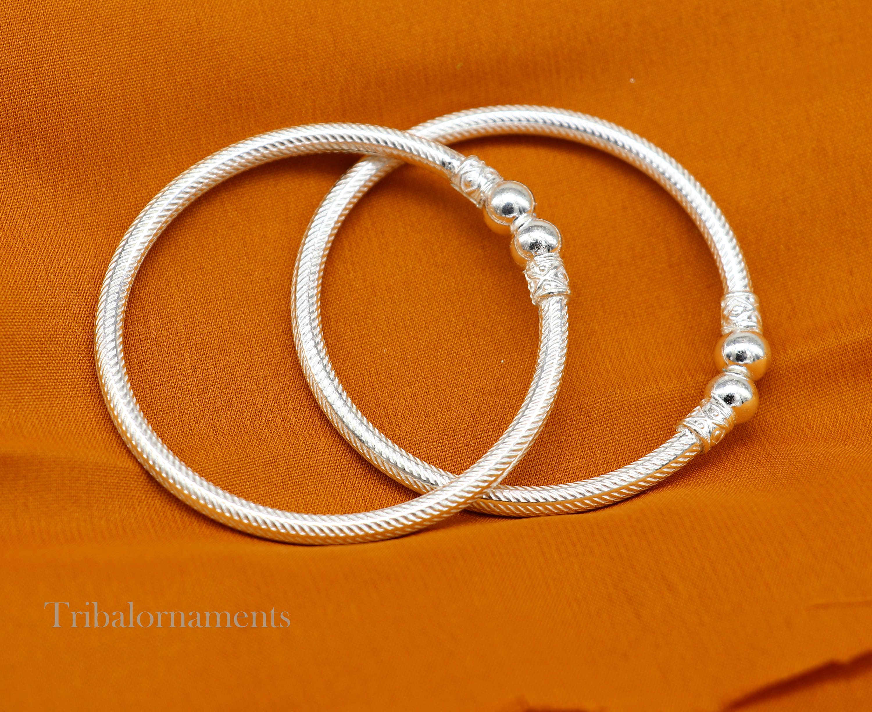 Sahiba Gems Exclusive Pure Silver Shiva Design Babies Kada (Chandi Baby  Kada) ~ Pack in Pair : Amazon.in: Jewellery