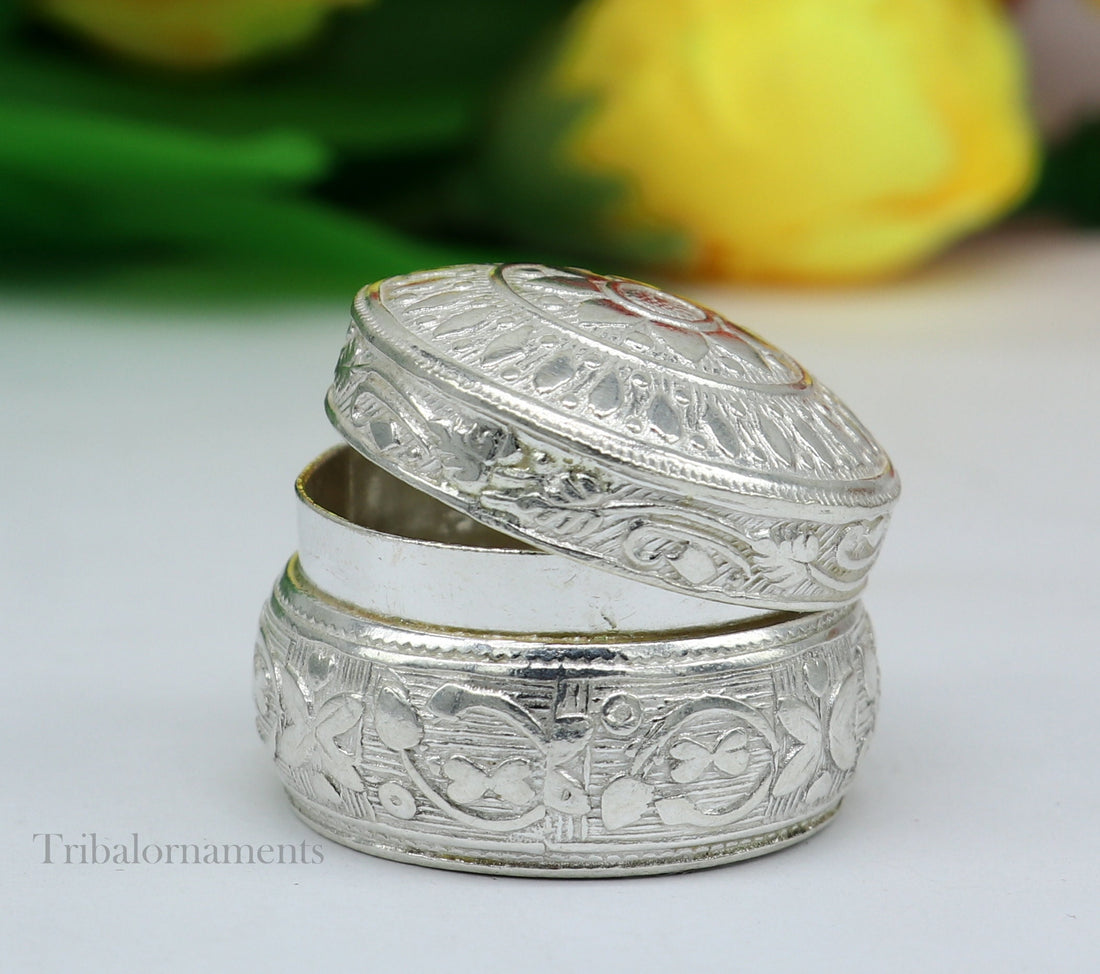 Vintage Style 925 sterling silver unique design handmade brides eyes kajal box, surma box, kumkum sindur box, small trinket box stb266 - TRIBAL ORNAMENTS