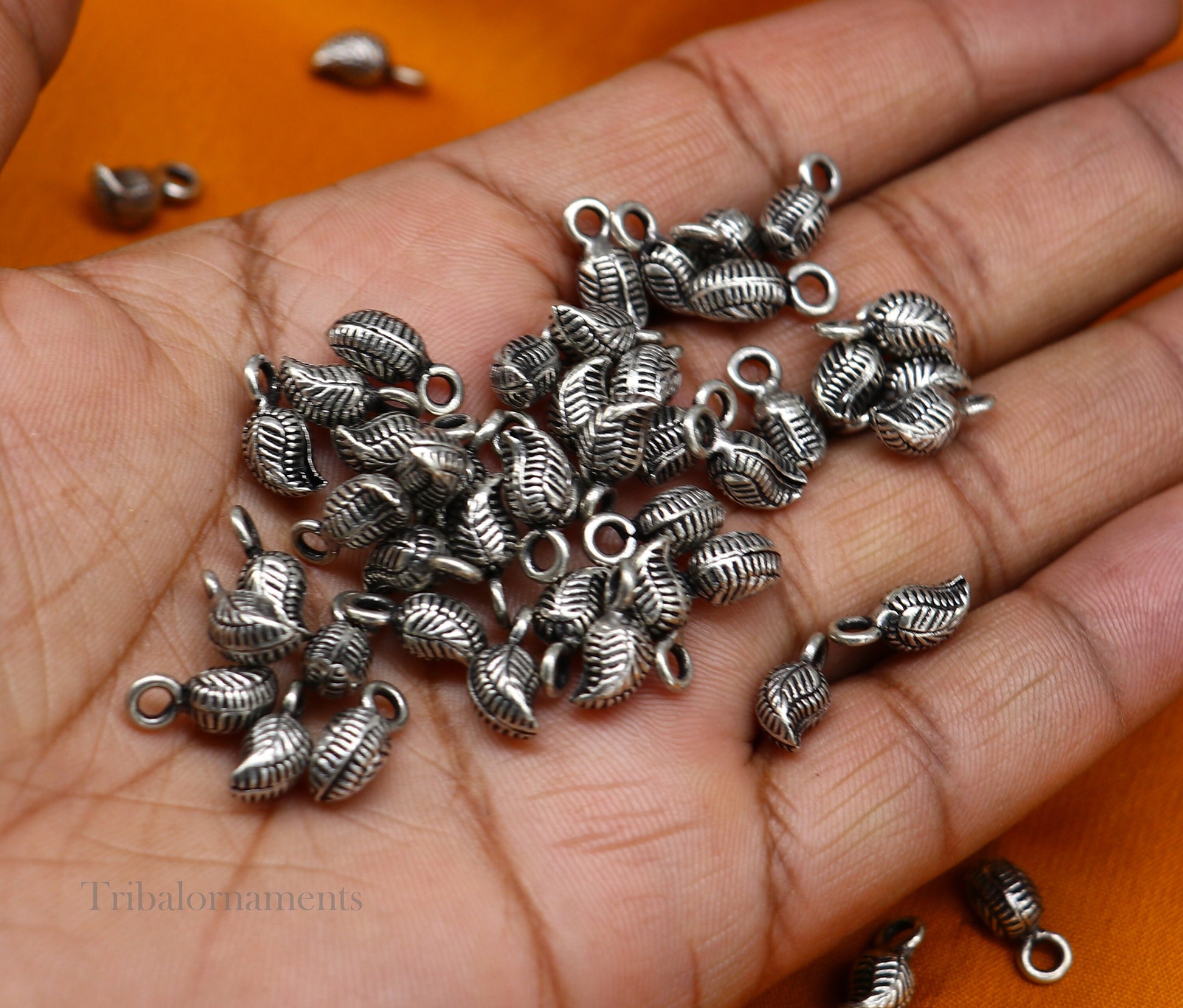 Lot 20 pieces jingling bells vintage mango design 925 sterling silver beads or hanging drops for custom jewelry making lose beads bd14 - TRIBAL ORNAMENTS
