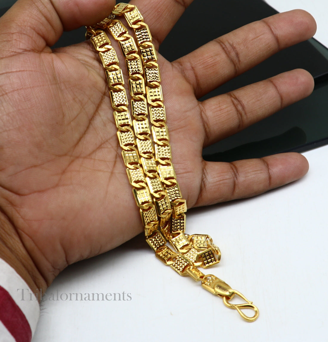 22kt yellow gold royal nawabi baht chain, bar chain, Royal design