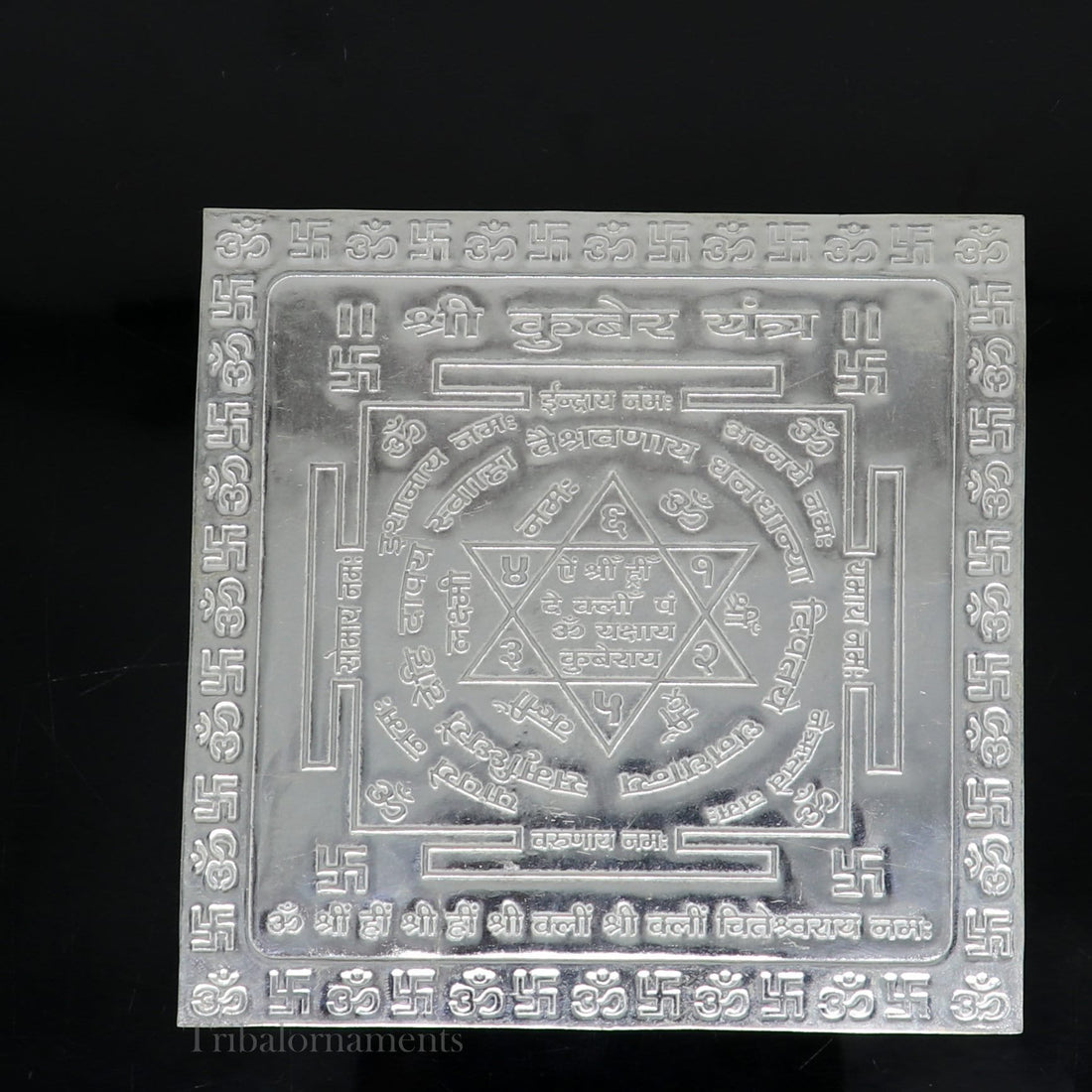 925 sterling silver handmade Shree kubera Yantra, silver holy divine yantra for wealth and prosperity, best puja article gifting su544 - TRIBAL ORNAMENTS