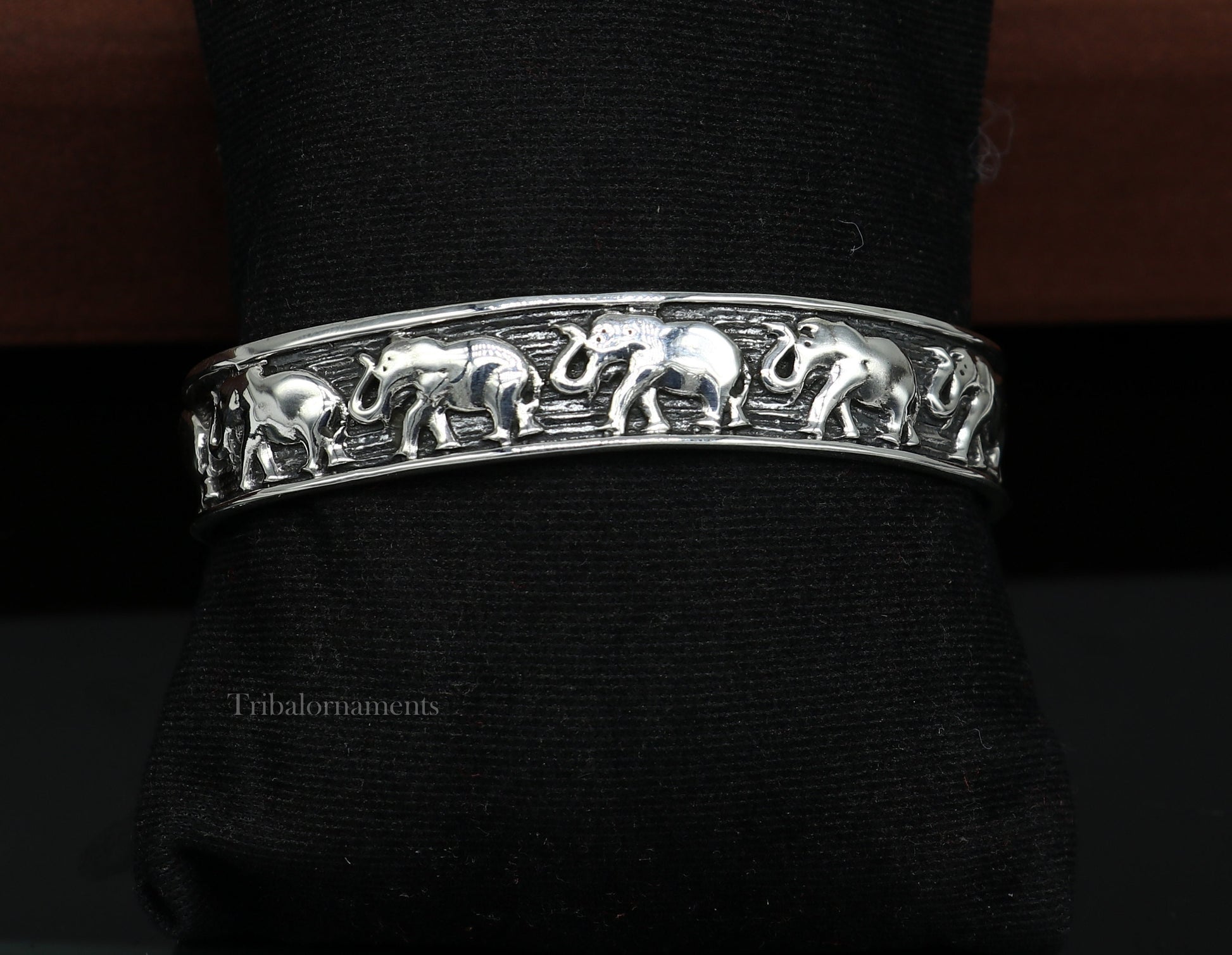 925 sterling silver unique style handcrafted adjustable elephant design cuff bangle bracelet, unisex gifting ethnic tribal jewelry nsk367 - TRIBAL ORNAMENTS