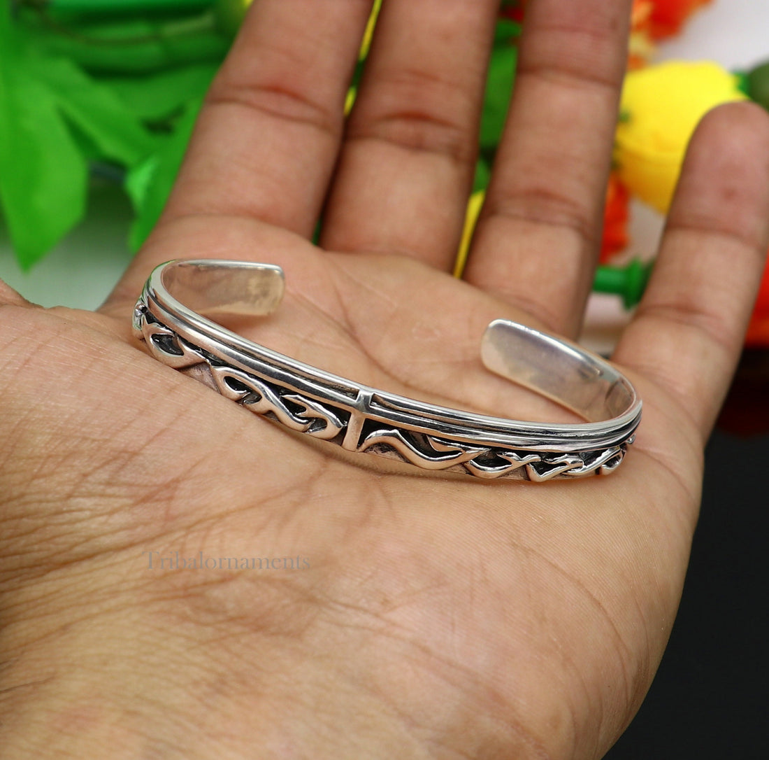 Vintage antique style 925 sterling silver handmade adjustable cuff bangle bracelet unsex gifting jewelry, solid cuff bracelet nsk372 - TRIBAL ORNAMENTS