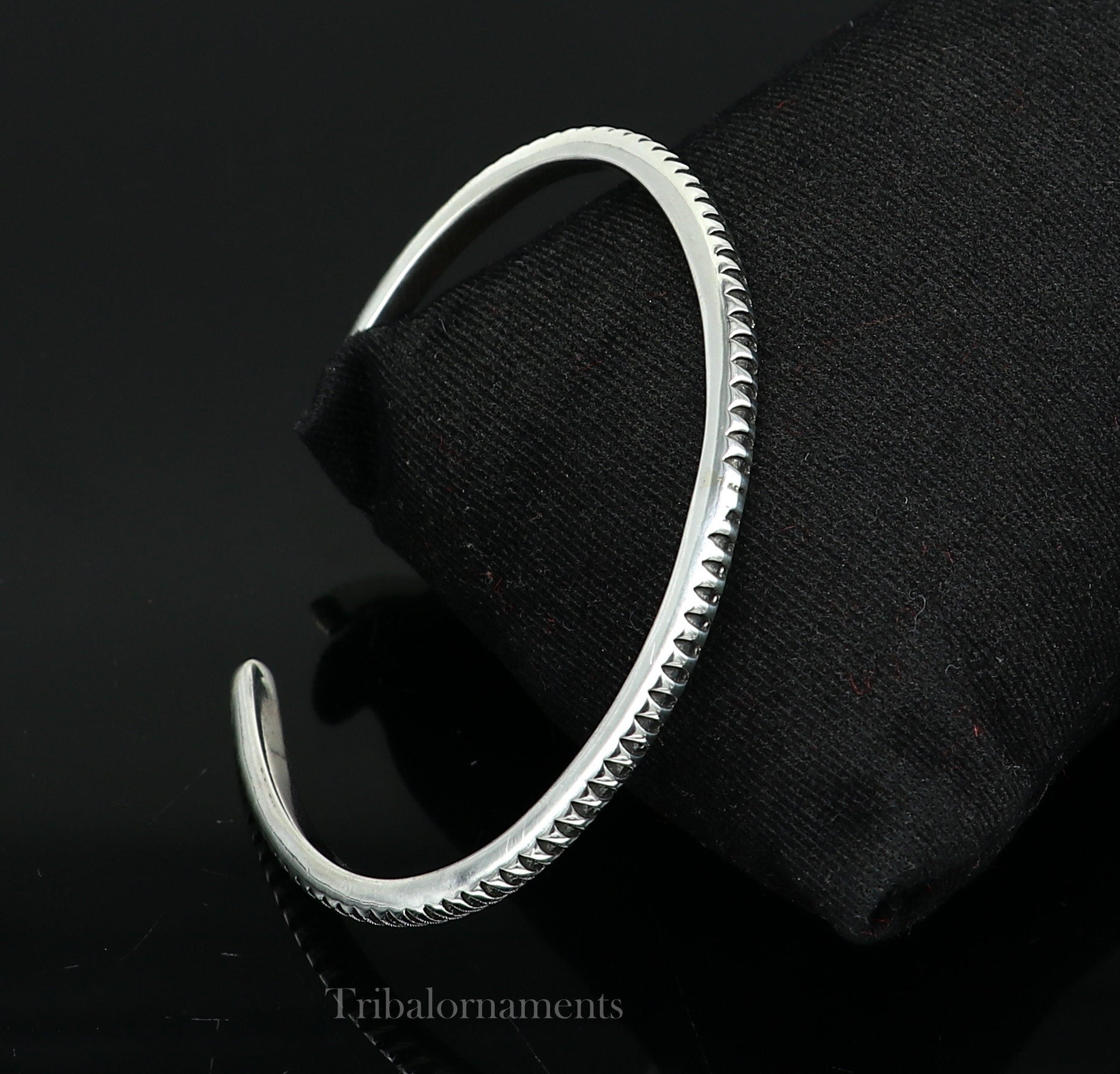 solid 925 sterling silver handmade adjustable cuff bangle bracelet unsex gifting jewelry, best gift cuff bracelet from india nsk375 - TRIBAL ORNAMENTS