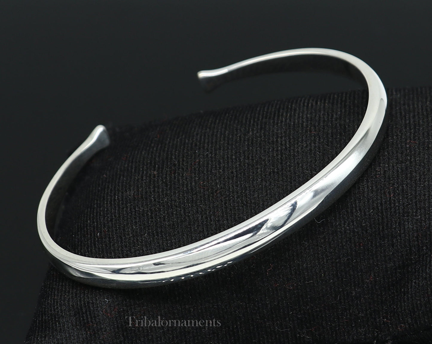 Plain shiny solid 925 sterling silver handmade adjustable cuff bangle bracelet unsex gifting jewelry, solid shiny bracelet nsk378 - TRIBAL ORNAMENTS