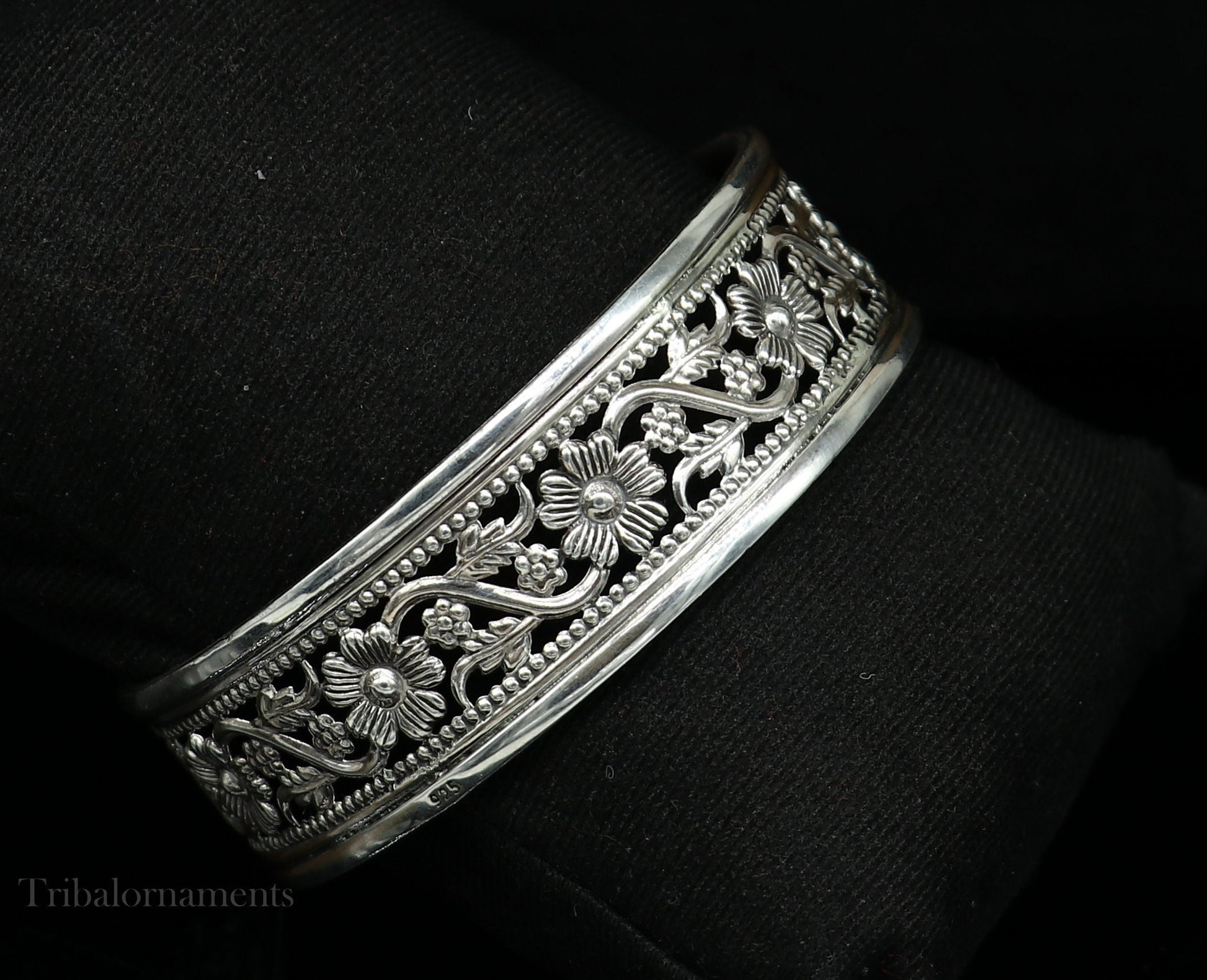 Floral style 925 sterling silver amazing customized bangle bracelet kada , best brides gifting ethnic stylish tribal jewelry ba118 - TRIBAL ORNAMENTS