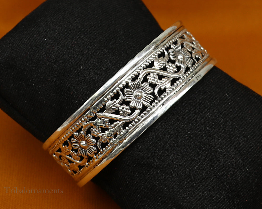 Floral style 925 sterling silver amazing customized bangle bracelet kada , best brides gifting ethnic stylish tribal jewelry ba118 - TRIBAL ORNAMENTS