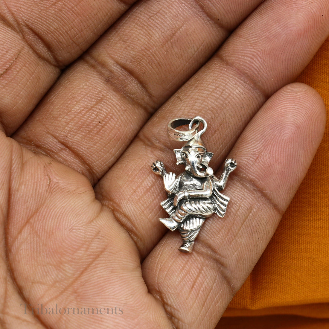 925 fine pure silver dancing Ganesha divine blessing pendant, unique customized pendant, best gifting vintage style pendant necklace ssp870 - TRIBAL ORNAMENTS