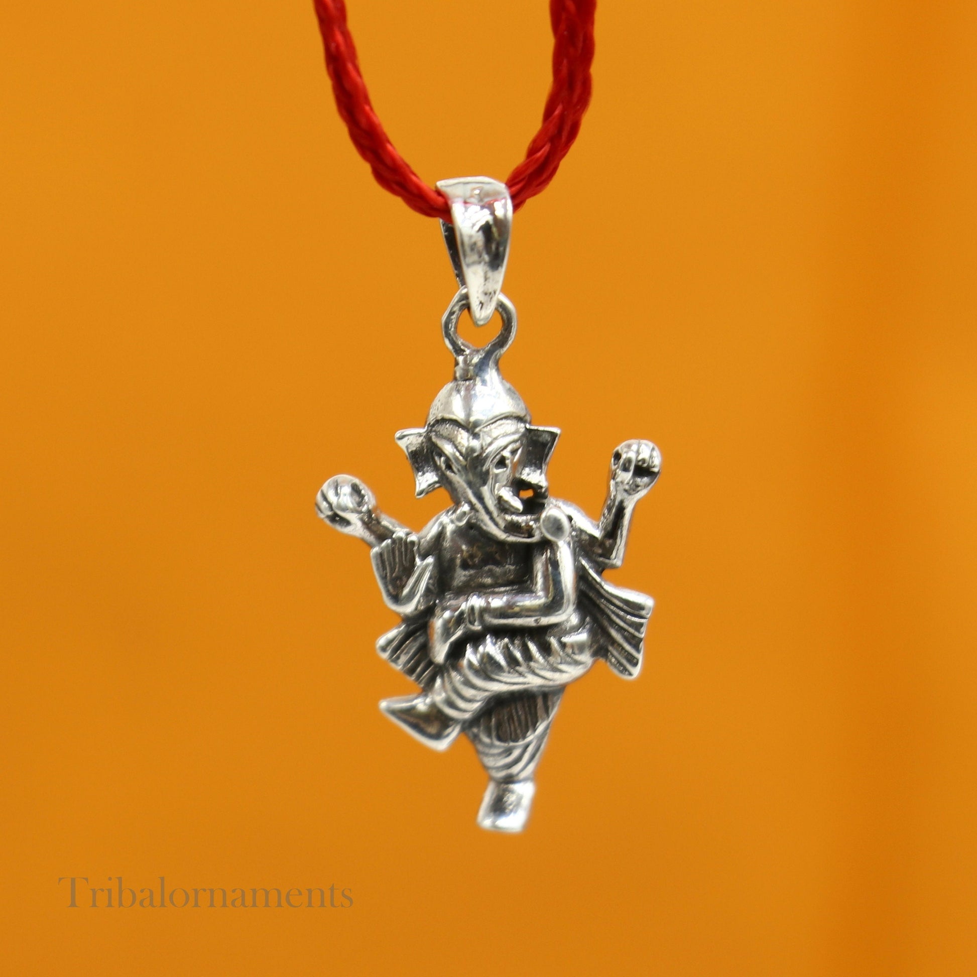 925 fine pure silver dancing Ganesha divine blessing pendant, unique customized pendant, best gifting vintage style pendant necklace ssp870 - TRIBAL ORNAMENTS