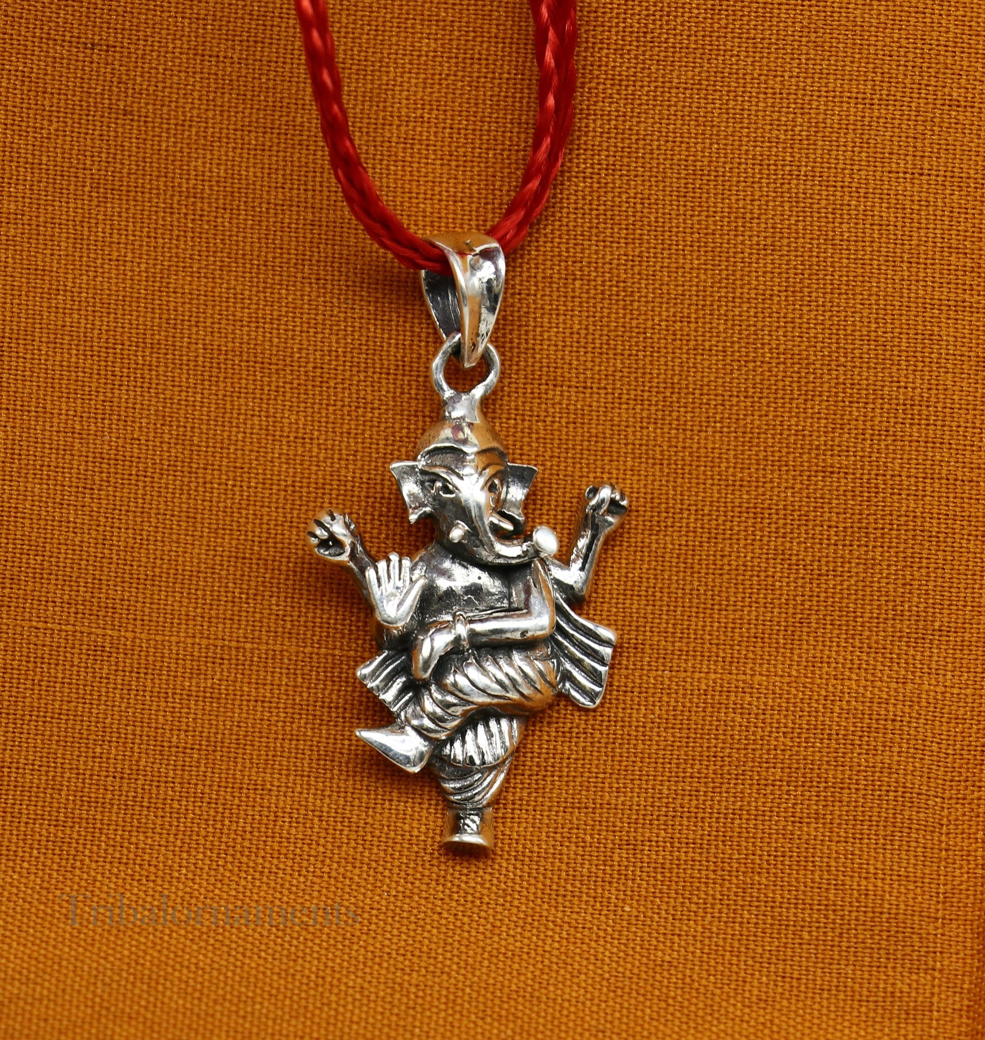 925 fine pure silver dancing Ganesha divine blessing pendant, unique customized pendant, best gifting vintage style pendant necklace ssp870 - TRIBAL ORNAMENTS