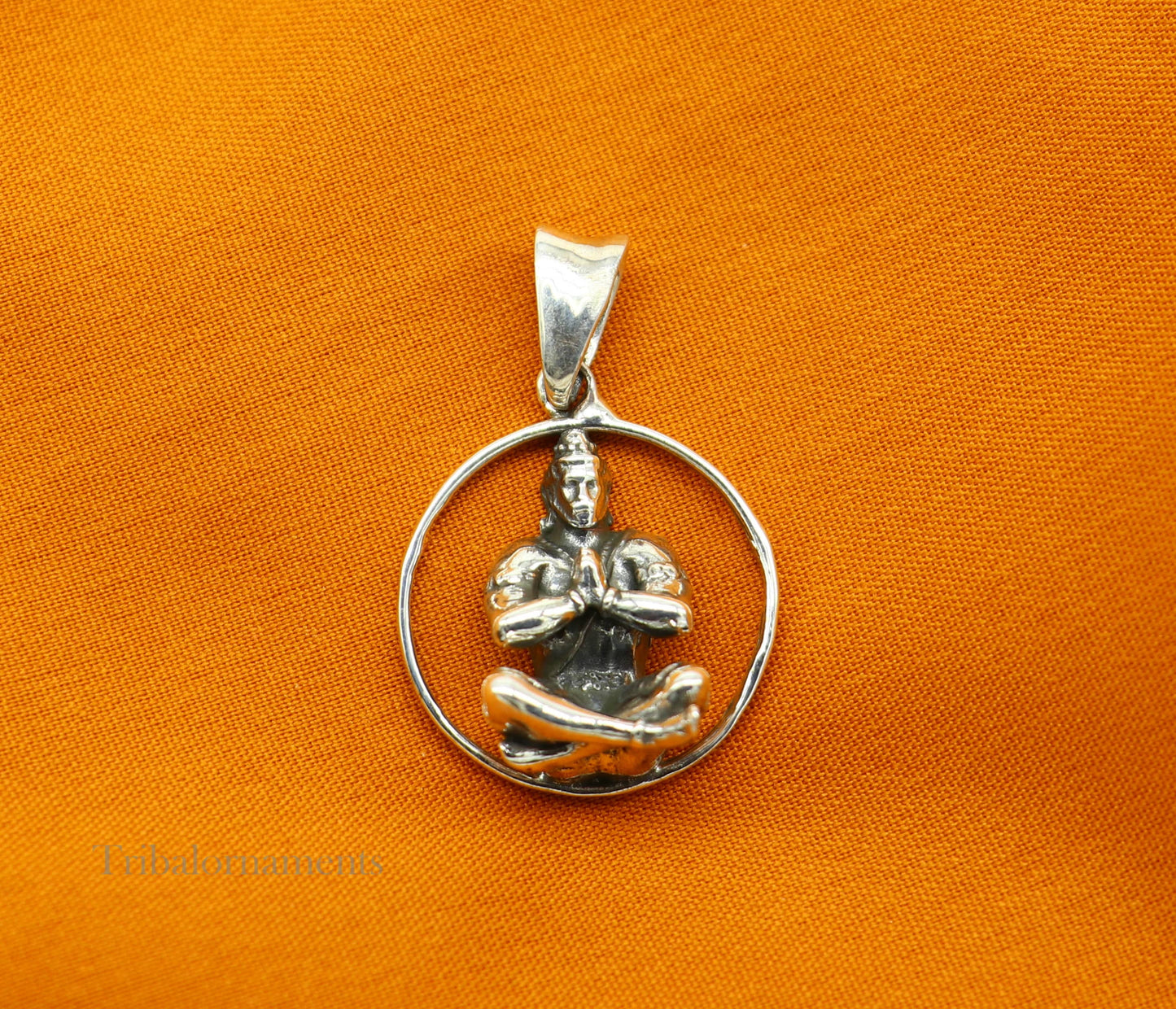 925 sterling silver handmade Hindu god Lord Hanuman pendant, bajarangbali sitting fabulous pendant unisex gifting jewelry ssp876 - TRIBAL ORNAMENTS